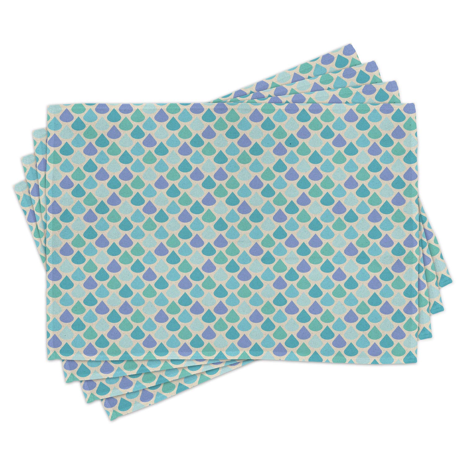 Ambesonne Water Droplets Place Mats Set of 4 - Abstract Rain Themed Washable Fabric Table Mats for Dining Room & Kitchen Decor in Aqua Teal Lavender | Perfect for Dinner Parties, Holiday Gatherings & Everyday Meals