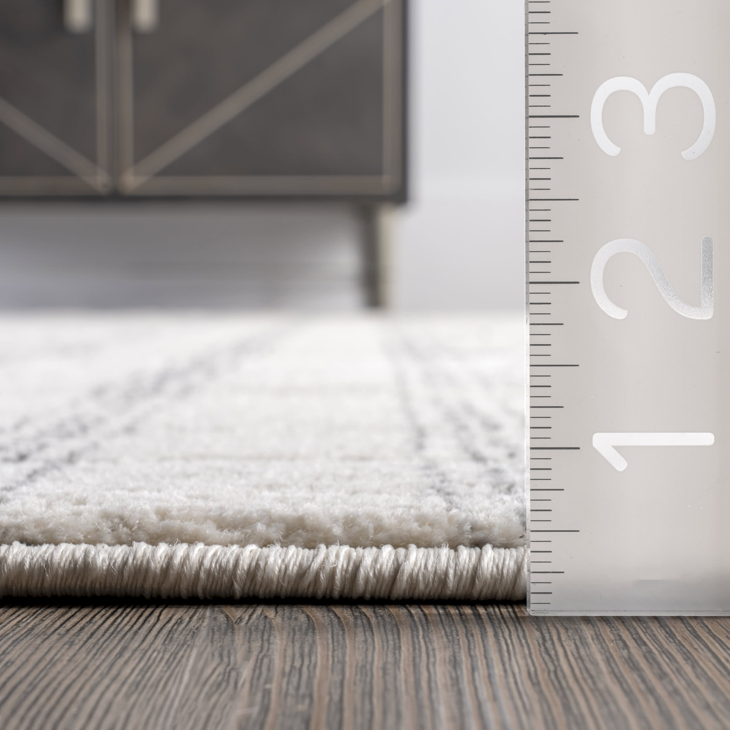 Banded Bird Eye Diamonds Area Rug - Soft Grey Modern Geometric Design for Living Room, Bedroom & Office Decor