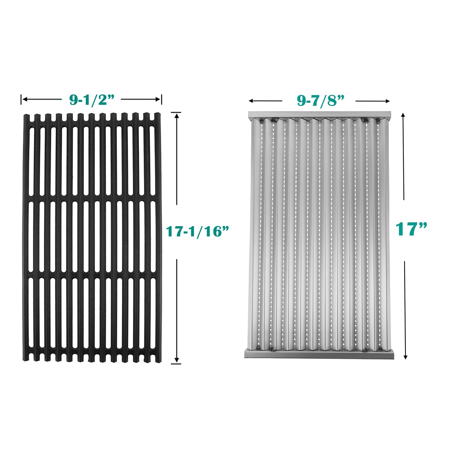 Premium Cast Iron Grill Grates & Stainless Steel Emitter Plates Replacement for Charbroil Commercial Infrared 4-Burner Gas Grills (Models 463242715, 463242716, 463276016, 466242715, 466242815, 463257520) - Durable BBQ Accessories for Outdoor Cooking, Backyard Parties & Grilling Enthusiasts
