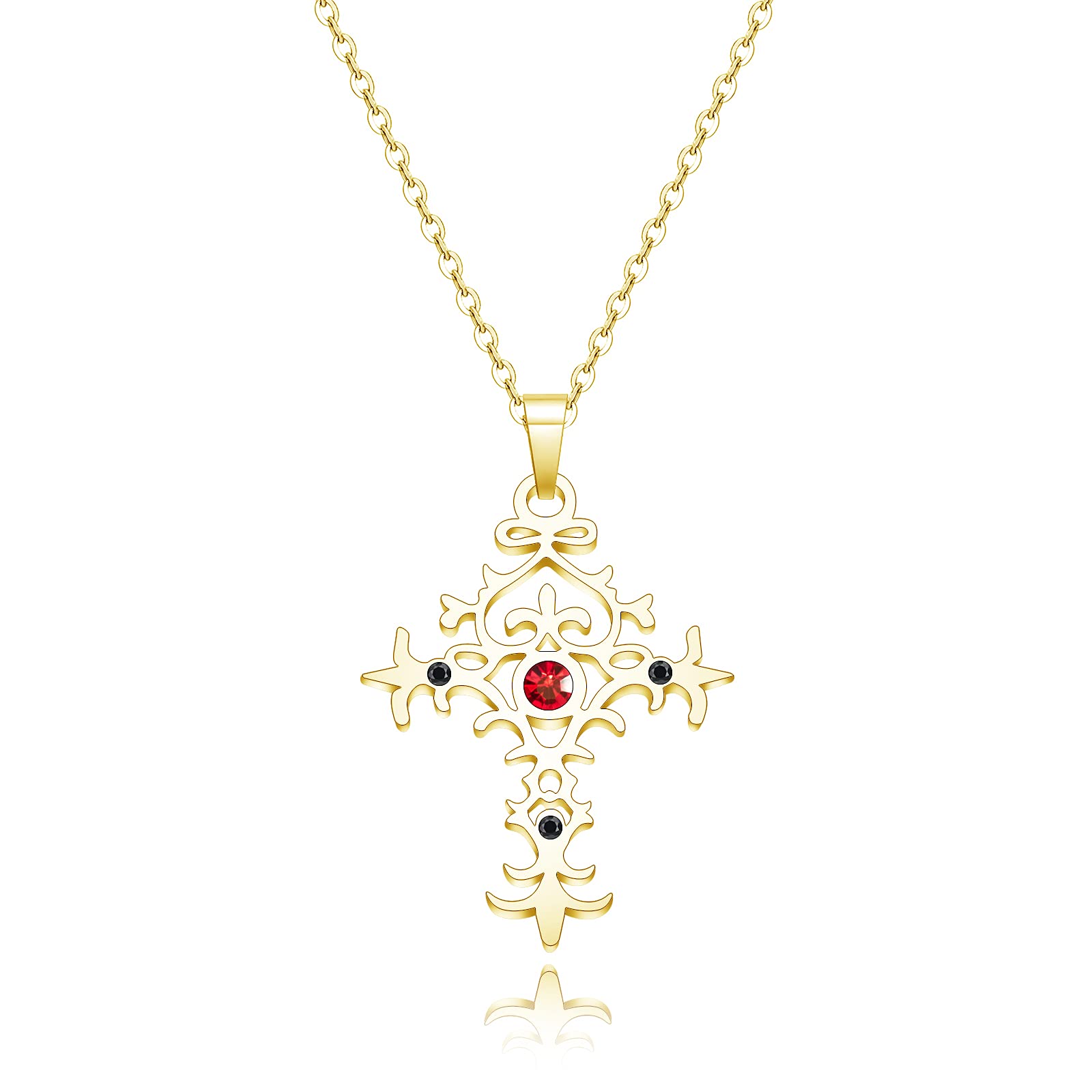 Gothic Vampire Cross Pendant Necklace for Women - Stainless Steel Gothic Jewelry, Vampire Lover Gift, Birthday Present for Girlfriend - Perfect for Halloween, Cosplay, Gothic Fashion & Alternative Style