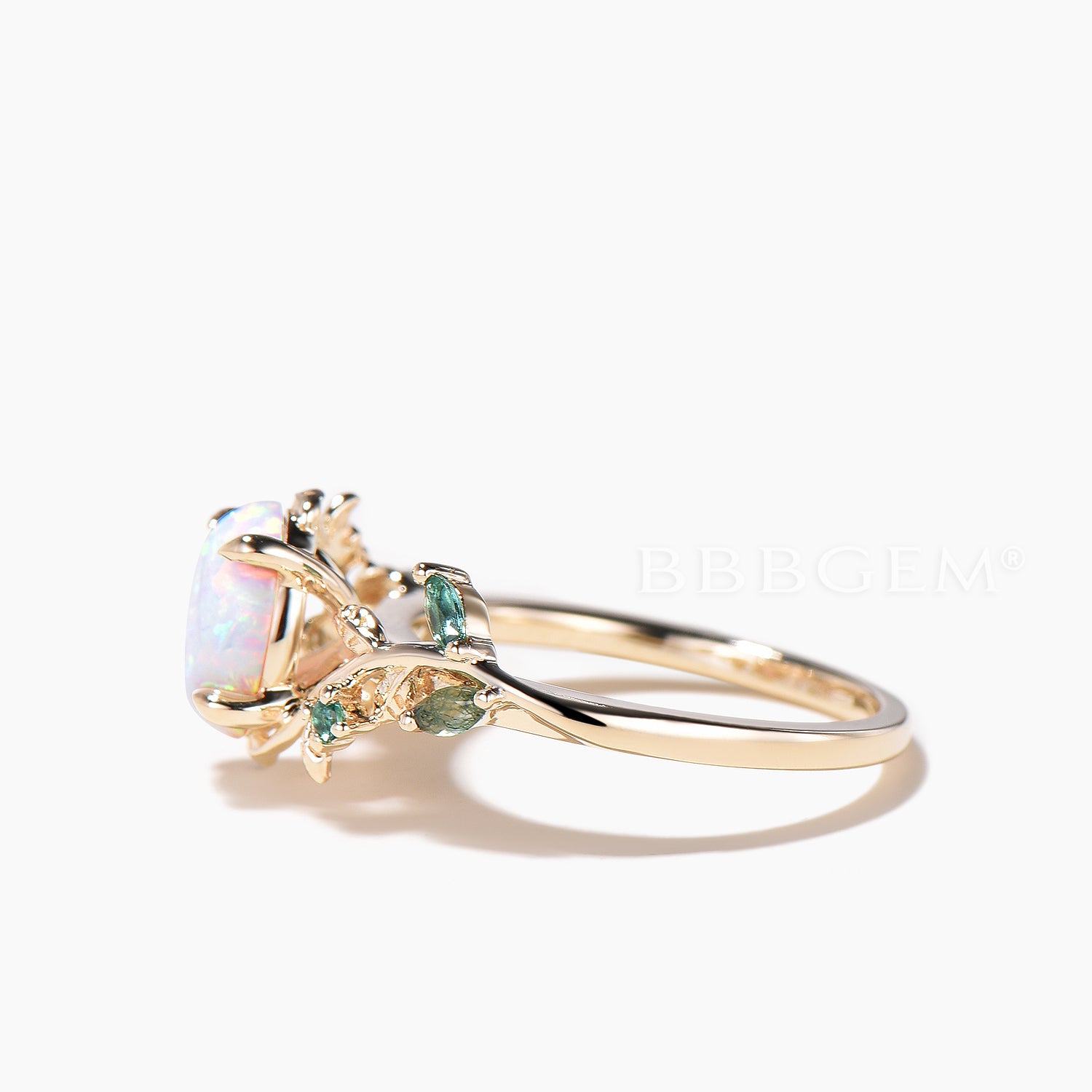 Leaf Nature Inspired Oval Cut White Opal Engagement Bridal Set 1.5ct - Elegant Wedding Ring for Women, Nature-Inspired Jewelry, Perfect for Proposals, Anniversaries & Special Occasions