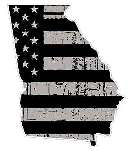 Georgia State Distressed Flag Vinyl Decal - Premium American State Pride Sticker for Cars, Trucks, Windows & Laptops - USA Flag Black & White Design - Waterproof 5 Inch - Perfect for Tailgating, College Dorms & Patriotic Home Decor