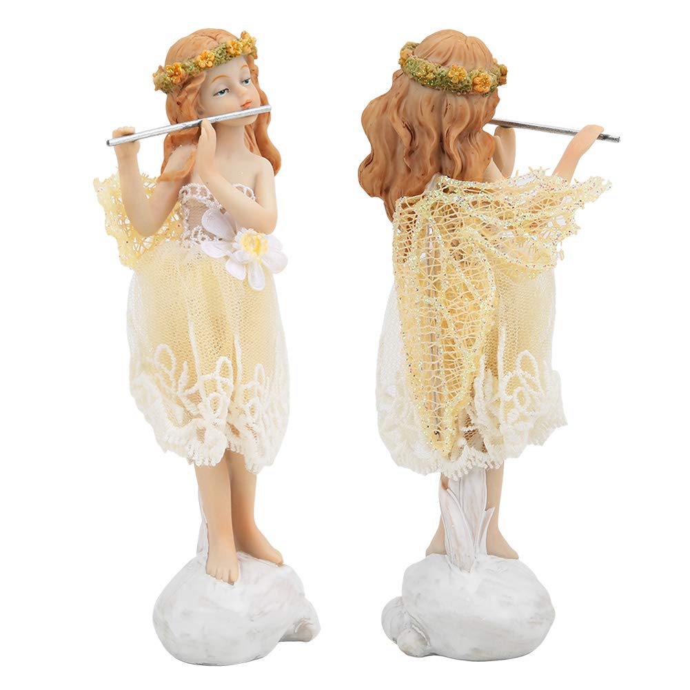 Flower Fairy Playing Flute Figurine - Elegant Desk Decor for Home, Office & Party | Perfect Gift for Fairy Lovers & Home Decor Enthusiasts | Ideal for Bookshelf, Mantel & Wedding Centerpiece Decorations