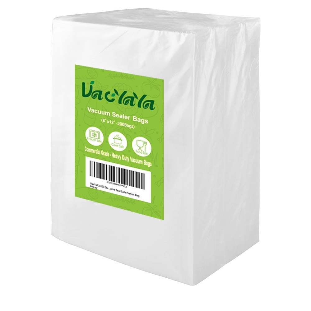 VacYaYa 200 Quart (8 x 12 Inch) BPA-Free Vacuum Sealer Bags for Food Storage, Freezer & Sous Vide - Pre-Cut Vacuum Seal Bags for Meal Prep, Long-Term Food Preservation & Freshness Protection