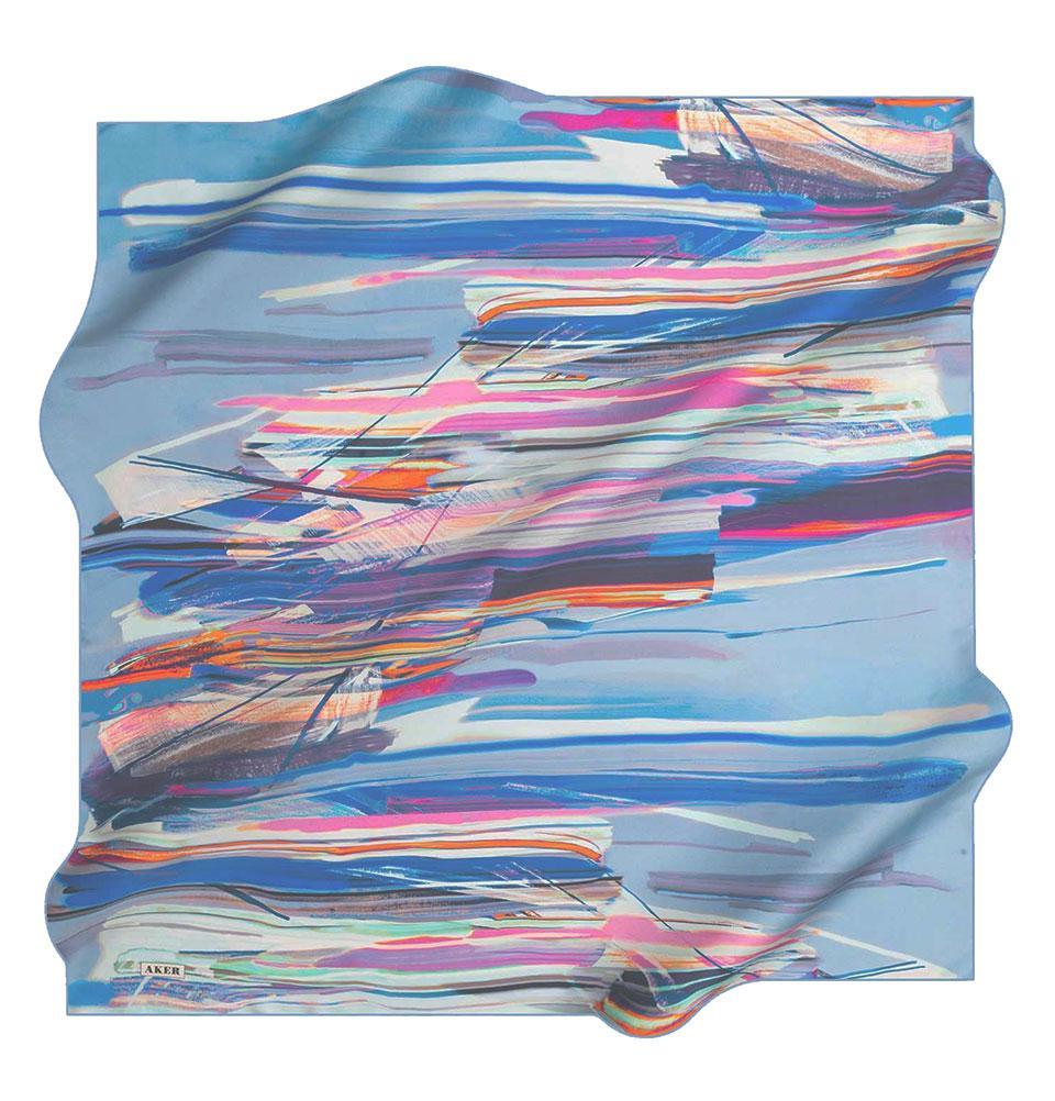 Aker Silk Cotton Patterned Square Scarf #7814 422 - Fashionable Women's Accessory for Office, Party & Travel