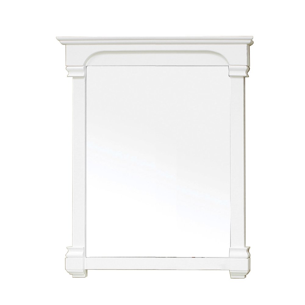 36-Inch Solid Wood Framed Mirror in Cream White - Elegant Wall Decor for Bedroom, Living Room, and Entryway