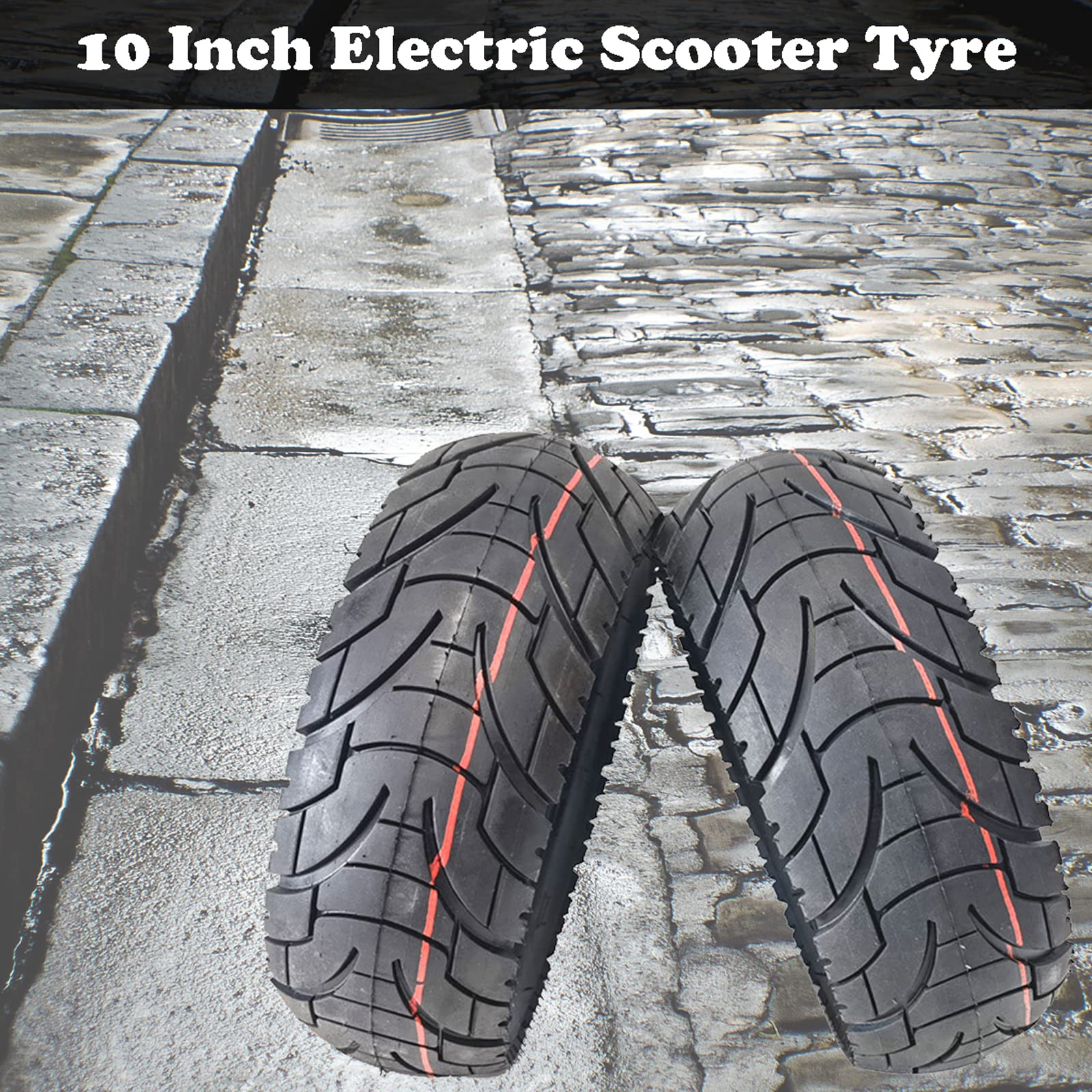 10 Inch Electric Scooter Tire - 10x3.0 Rubber Replacement Vacuum Tires (2 Pack) - Durable Tubeless 80/65-6.5 for Commuting & Urban Riding