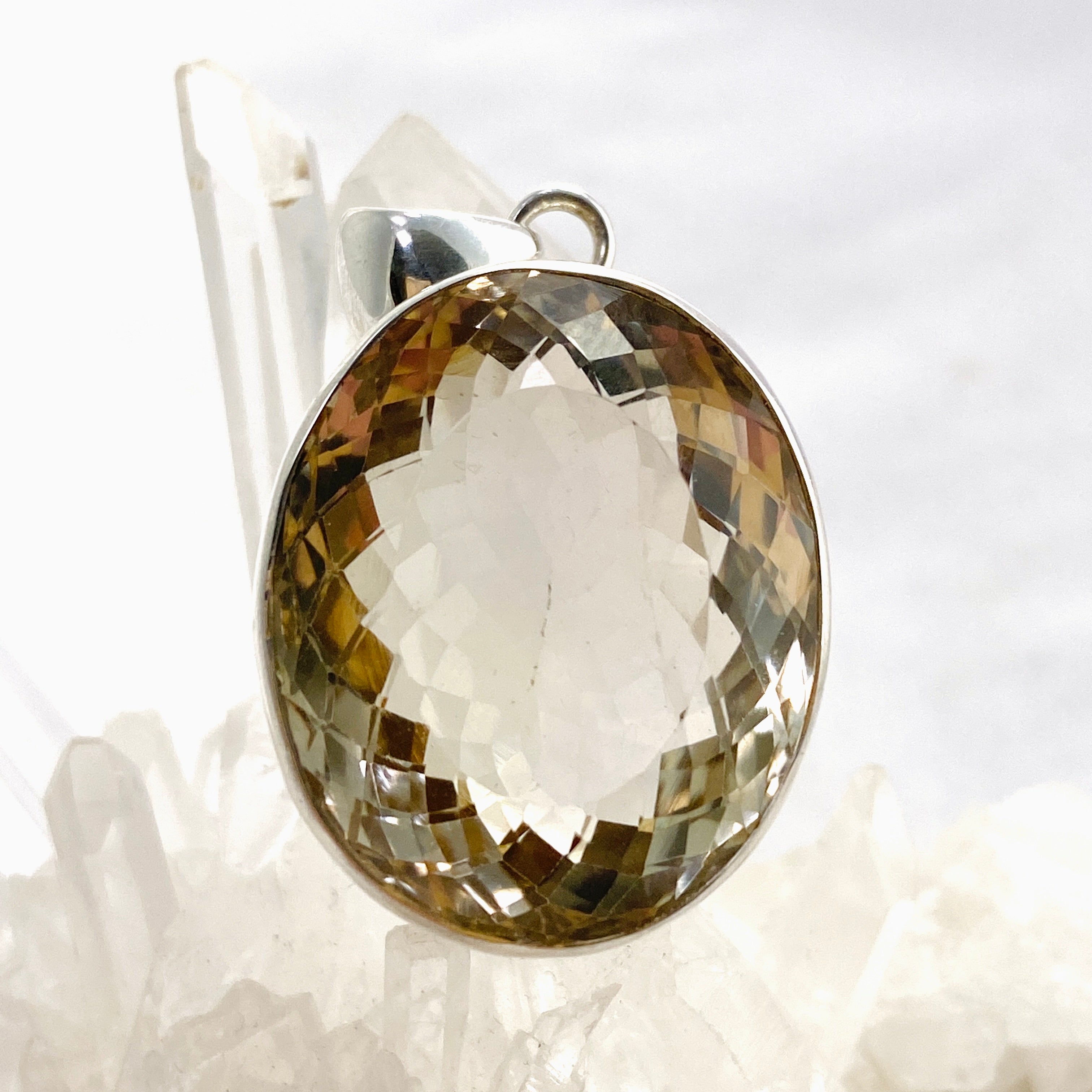 Smokey Lemon Quartz Oval Faceted Pendant Necklace - Natural Gemstone Jewelry for Women - Perfect for Everyday Wear & Special Occasions