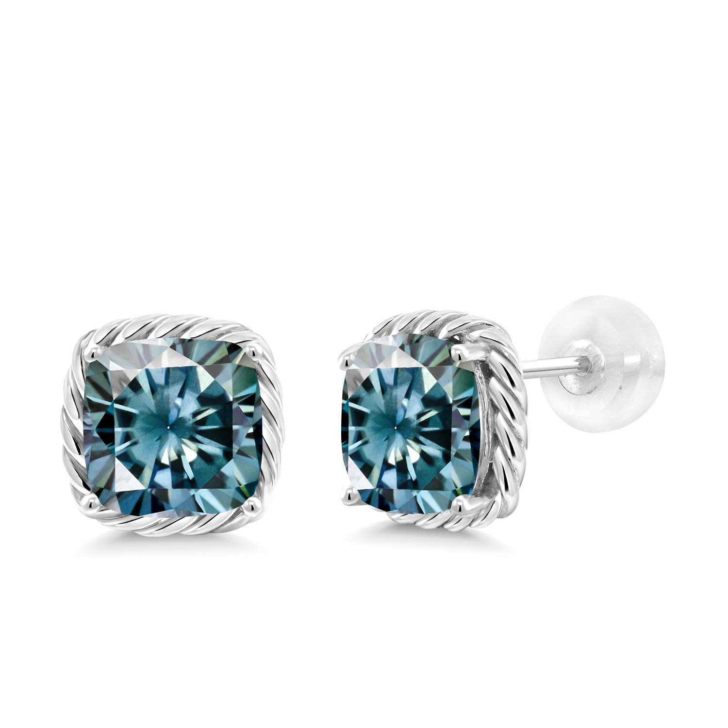 10K White Gold 7MM Cushion Cut Gemstone Birthstone Stud Earrings for Women & Men | Fine Jewelry Gifts for Her, Mom, Wife | Anniversary, Birthday, Valentine's Day Present | Everyday Wear & Special Occasions