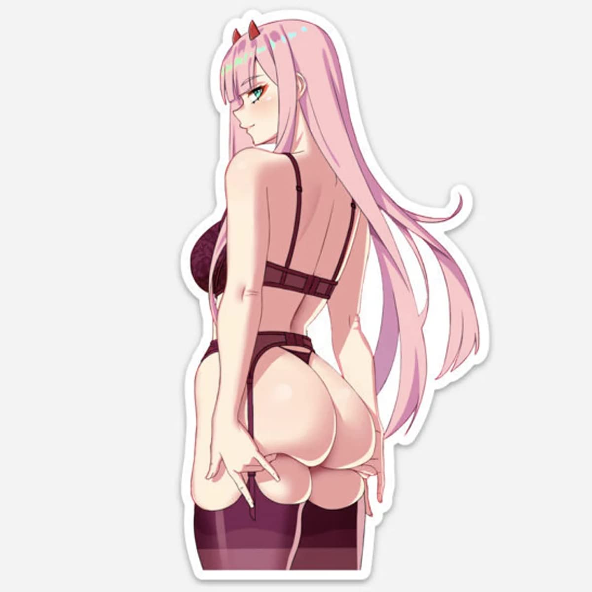 Sexy Zero Two Anime Sticker Pack - Waterproof Vinyl Decals for Cars, Laptops, Windows & Bottles | Darling in the Franxx Waifu Collection - Perfect for Car Decoration, Laptop Customization & Fan Gifts