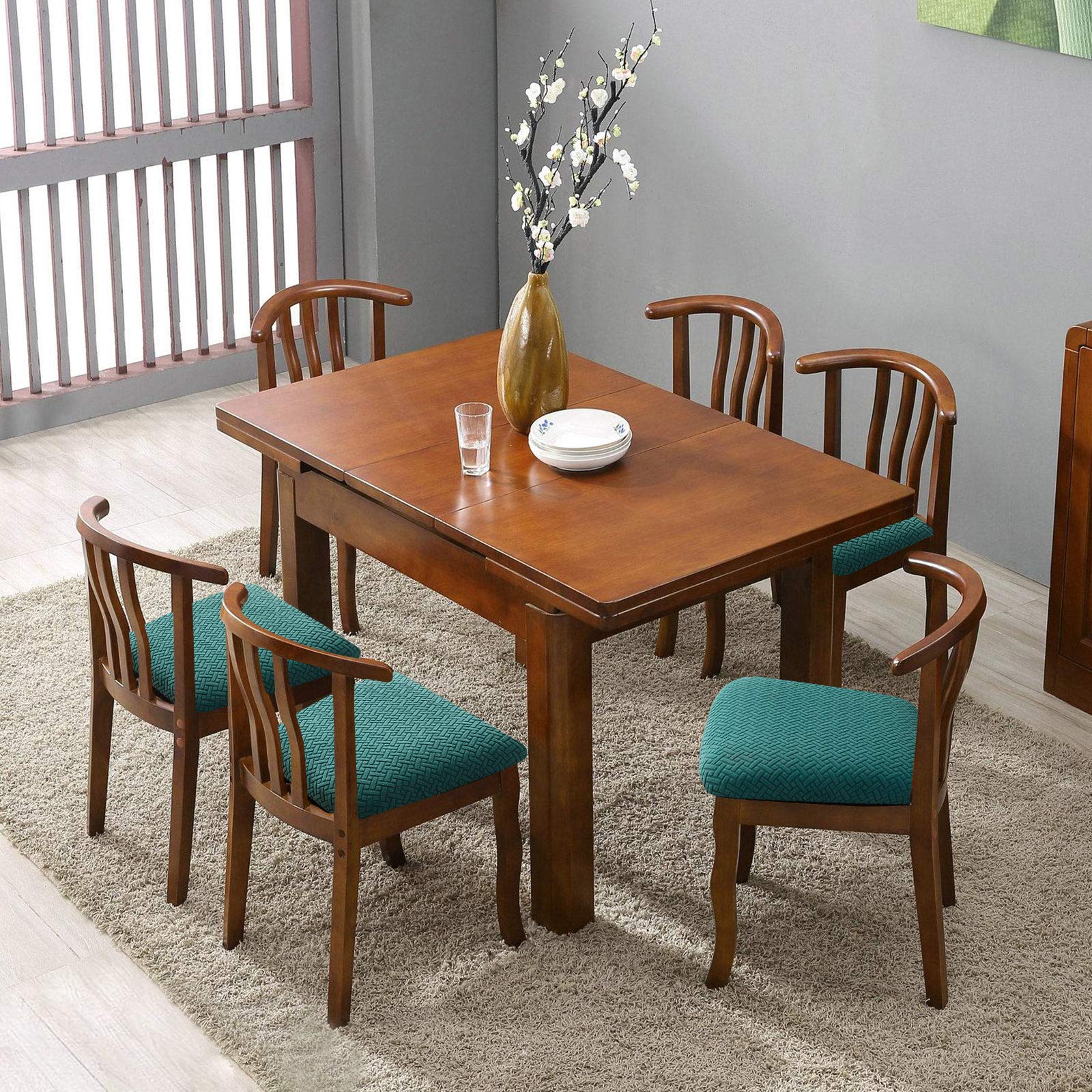 Genina Teal Dining Chair Covers 6-Pack - Waterproof & Stylish for Kitchen & Home