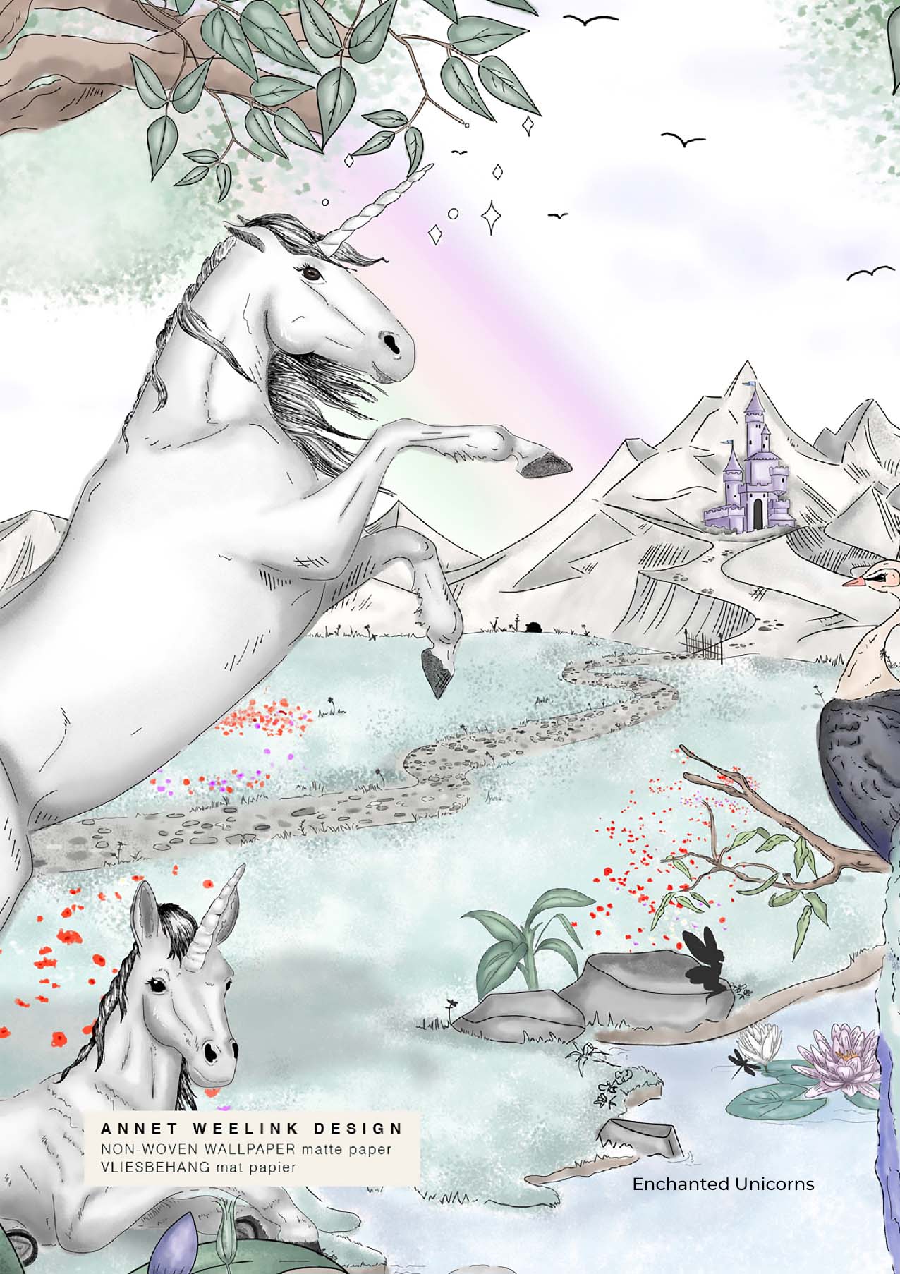Enchanted Unicorns Wallpaper Sample - Premium Peel & Stick Wallpaper for Kids Room, Nursery, Bedroom Decor - Easy to Apply & Remove