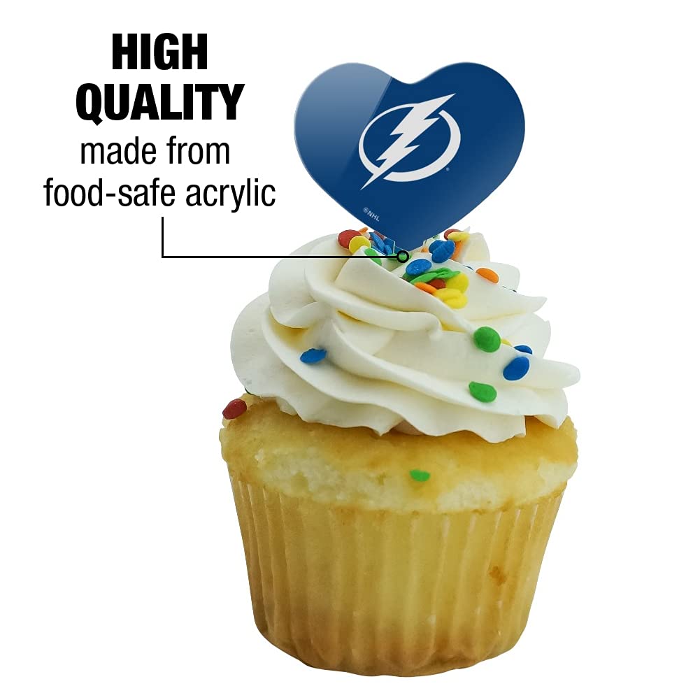 Tampa Bay Lightning Logo Heart Love Cupcake Toppers - Set of 6 Decorations for Parties, Baking & Sports Themed Events