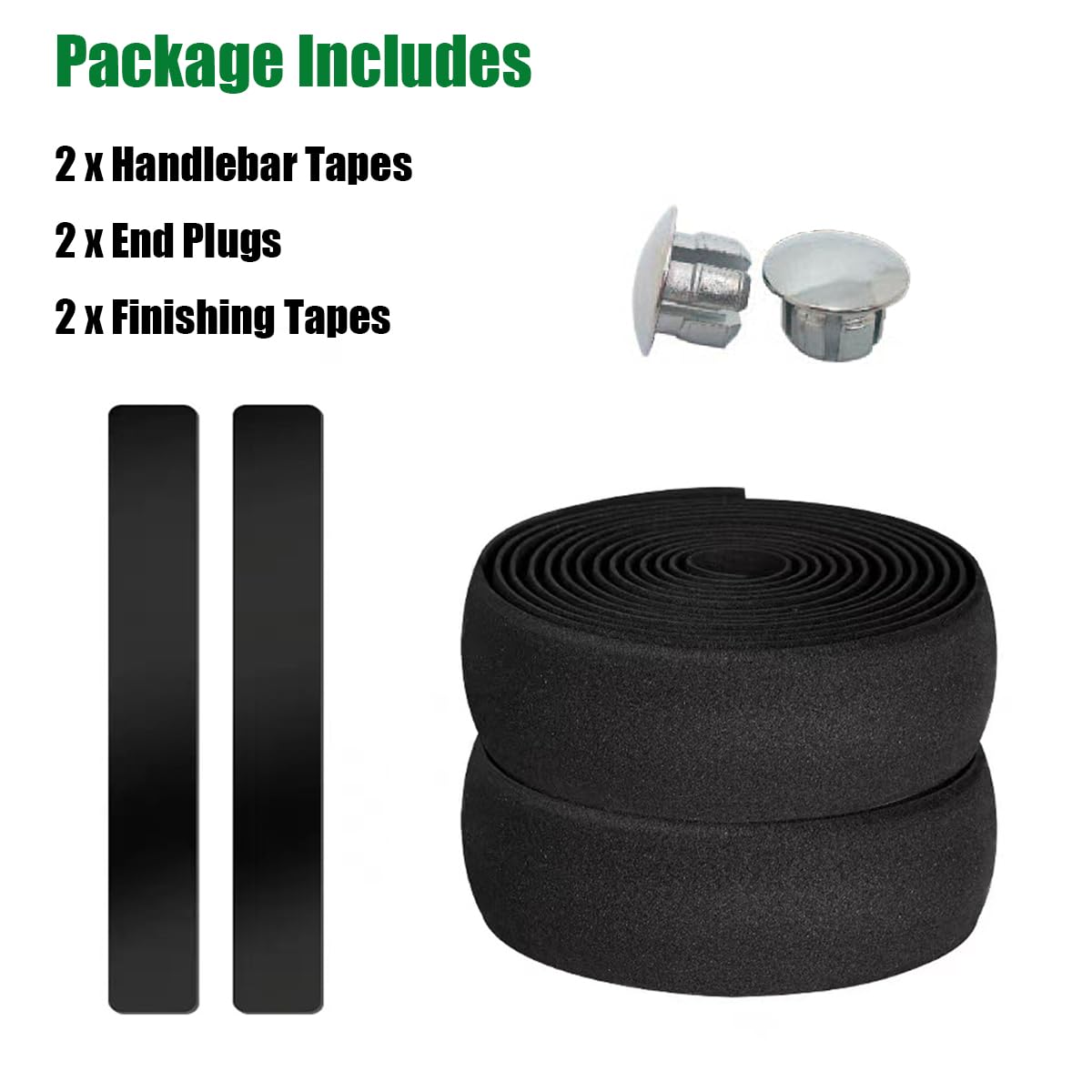 2 Rolls Black EVA Bike Handlebar Tape - Anti-Slip Bicycle Bar Grip for Road Bikes - Comfortable Cycling Handle Wrap for Long Rides & Commuting - Perfect for Road Cycling, Mountain Biking & Indoor Trainers