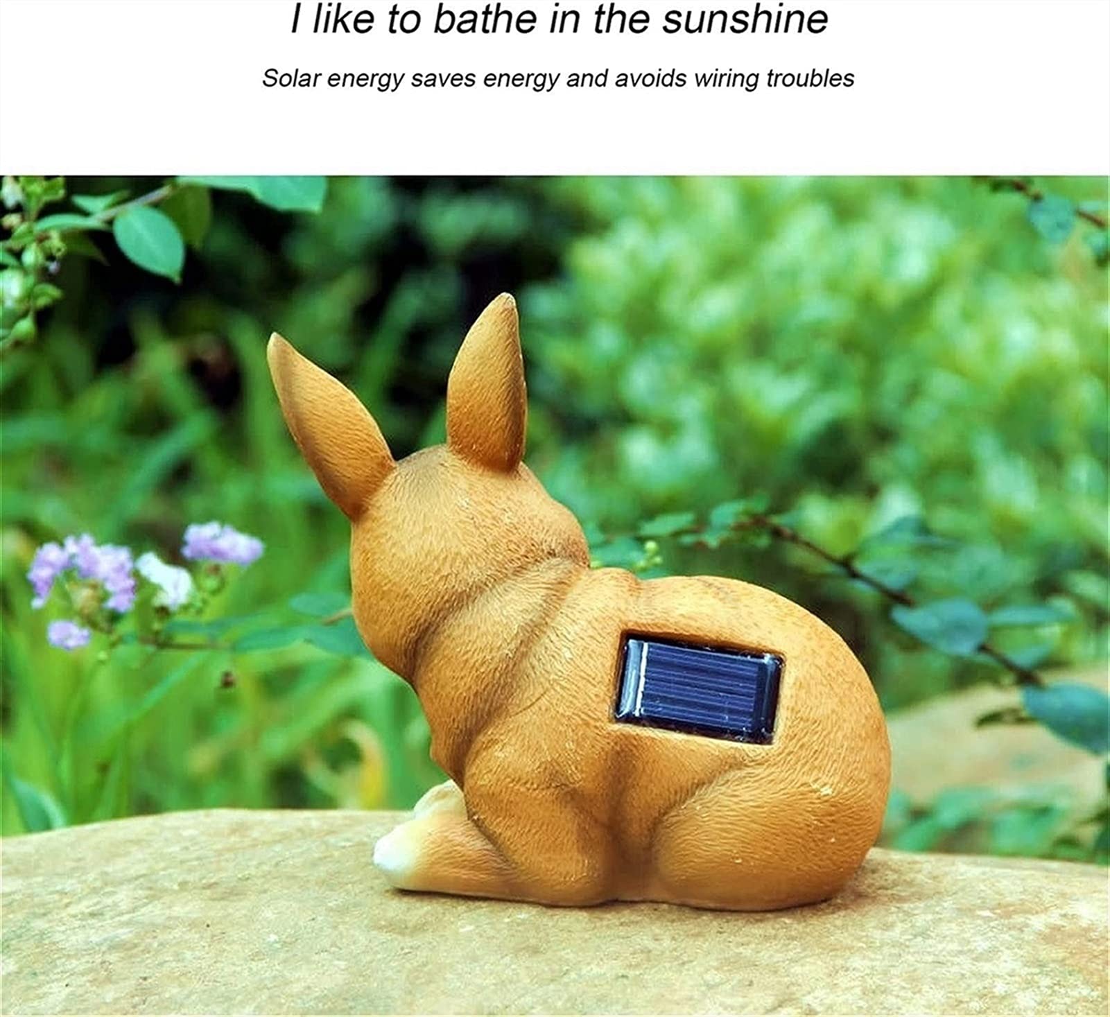 Solar Powered Rabbit Resin Sculpture Lamp - Waterproof Outdoor Garden Decor, Animal Statue Art for Lawn, Courtyard, Home & Office Ornaments | Perfect for Patio Lighting, Backyard Decorations & Gift Ideas