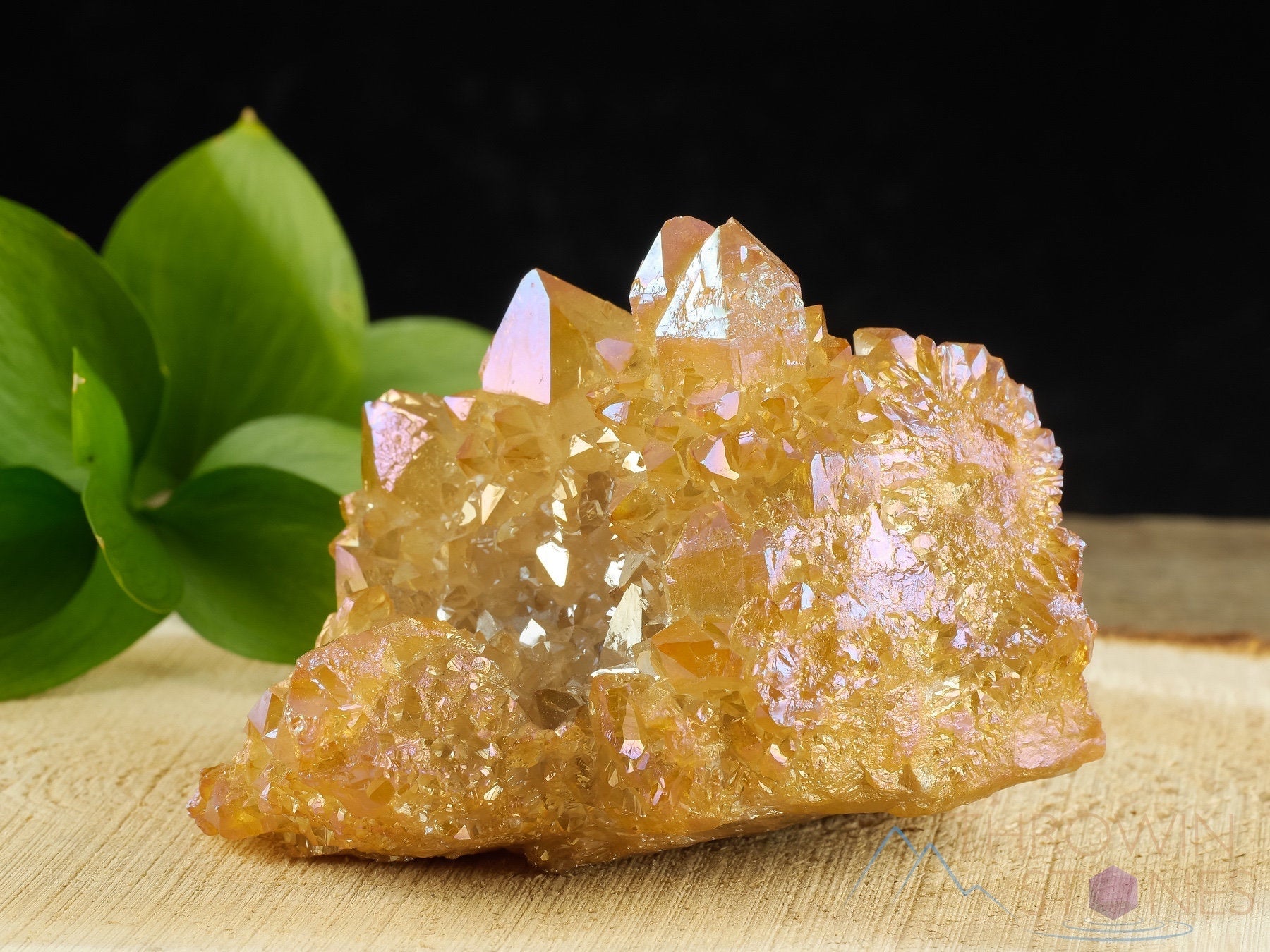 Natural Orange Tangerine Aura Quartz Crystal Cluster - Rainbow Spirit Quartz Healing Stone for Meditation, Reiki & Home Decor (R0509) | Perfect for Yoga Spaces, Altars & Positive Energy Rooms