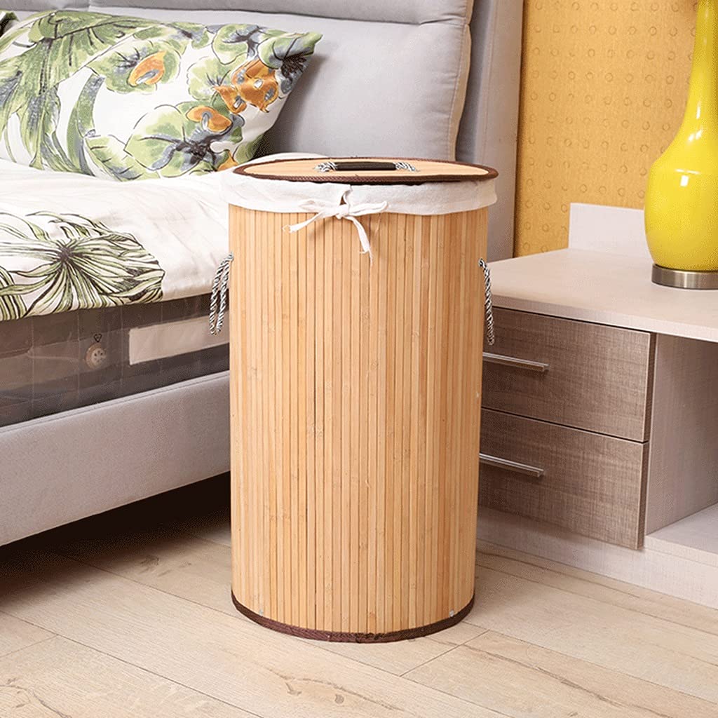 Handmade Bamboo Laundry Basket with Lid - Large Woven Storage Basket for Clothes, Portable Clothing Organizer | Perfect for Bedroom, Bathroom, Laundry Room & Dorm Organization