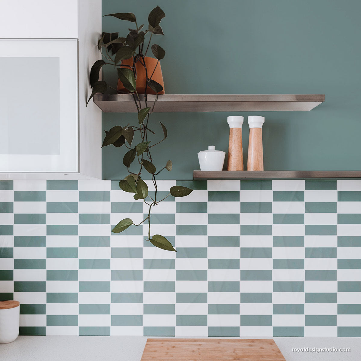 Get in Line Backsplash Tile Wall Stencil - DIY Kitchen & Bathroom Tile Design Template for Easy Home Renovation - Perfect for Backsplashes, Accent Walls & Craft Projects