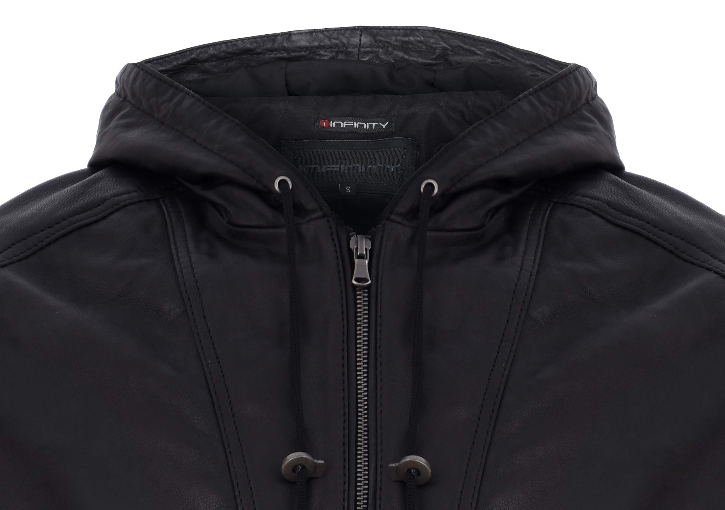 Men's Black Nappa Leather Biker Jacket with Hood - Stylish Motorcycle Jacket for Casual Wear & Outdoor Adventures