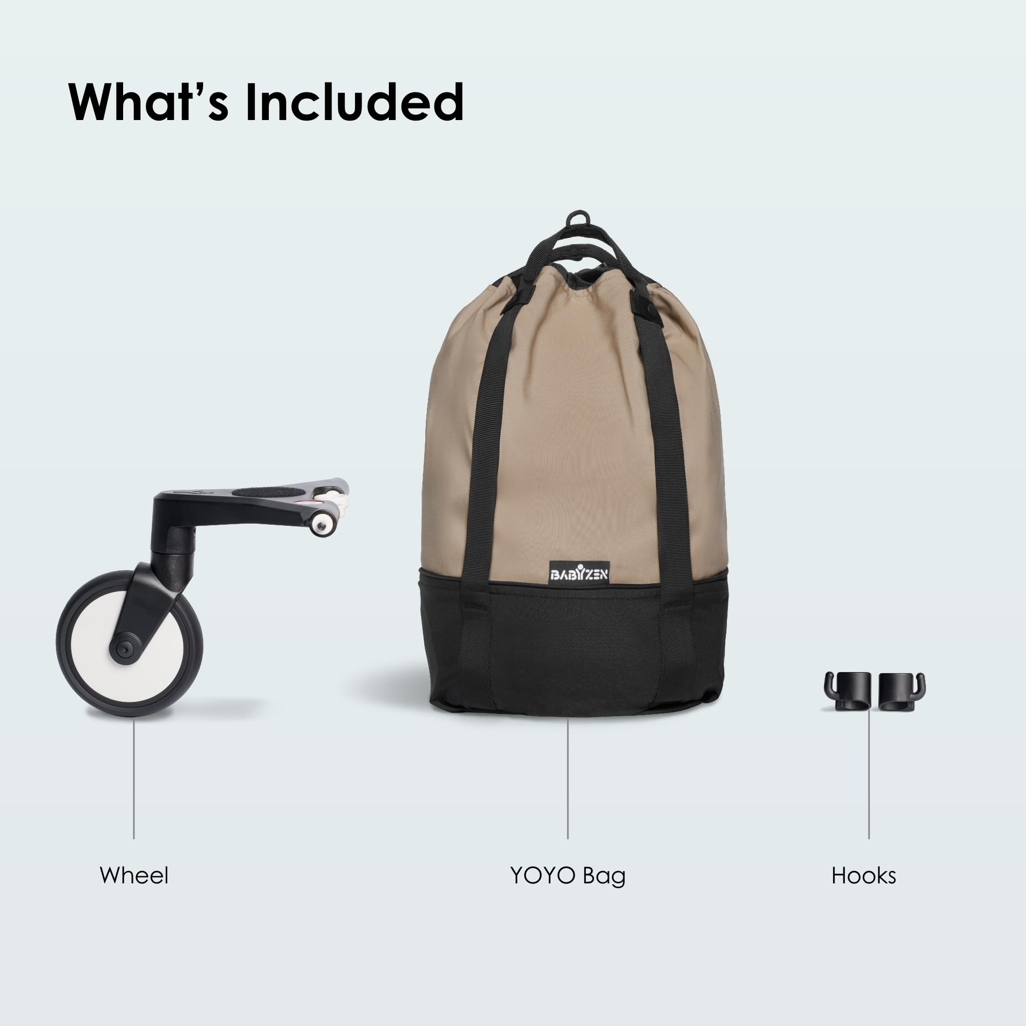 BabyZen YOYO Stroller Bag in Taupe - Extra Storage for YOYO2 Stroller with Wheel Base & Hooks - Perfect for Diapers, Toys & Essentials on the Go