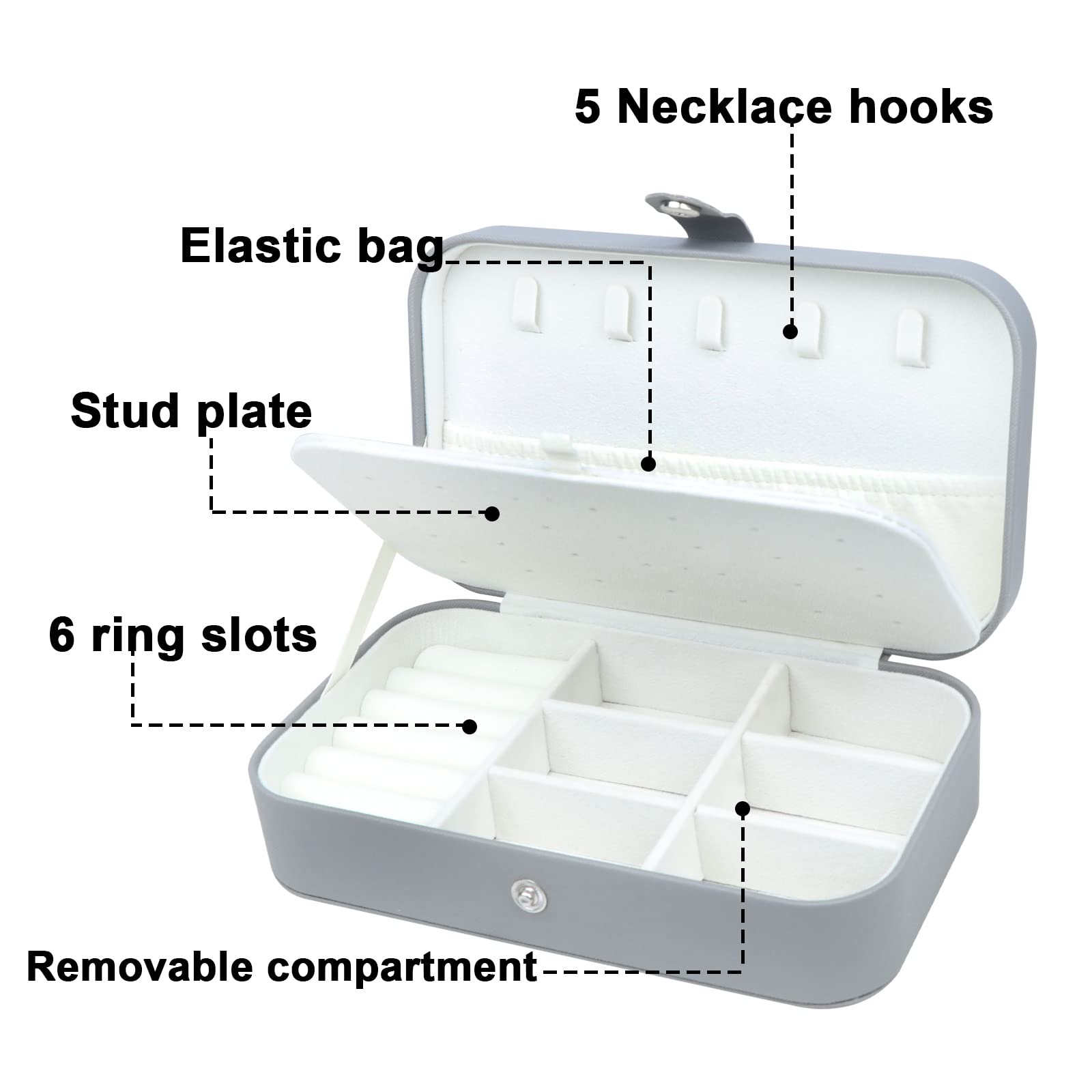 Upgraded PU Leather Travel Jewelry Box for Women - Portable Jewelry Organizer for Necklaces, Rings, Earrings & Bracelets - Perfect for Vacations, Business Trips & Daily Use (Black)