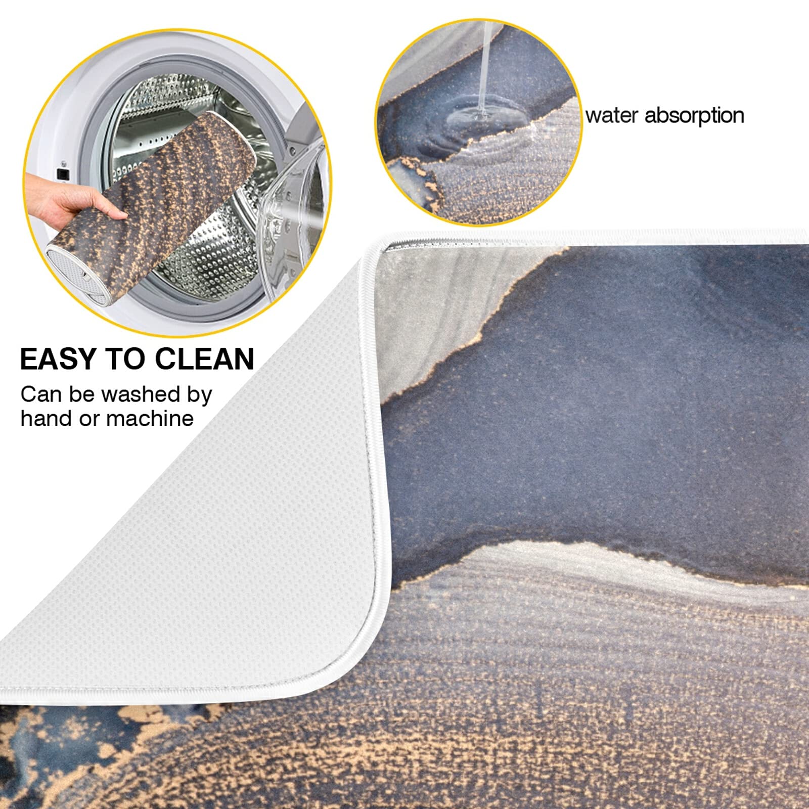 Absorbent Dish Drying Mat 16x18 Inch - Marble Counter Mat for Kitchen Dishes & Utensils