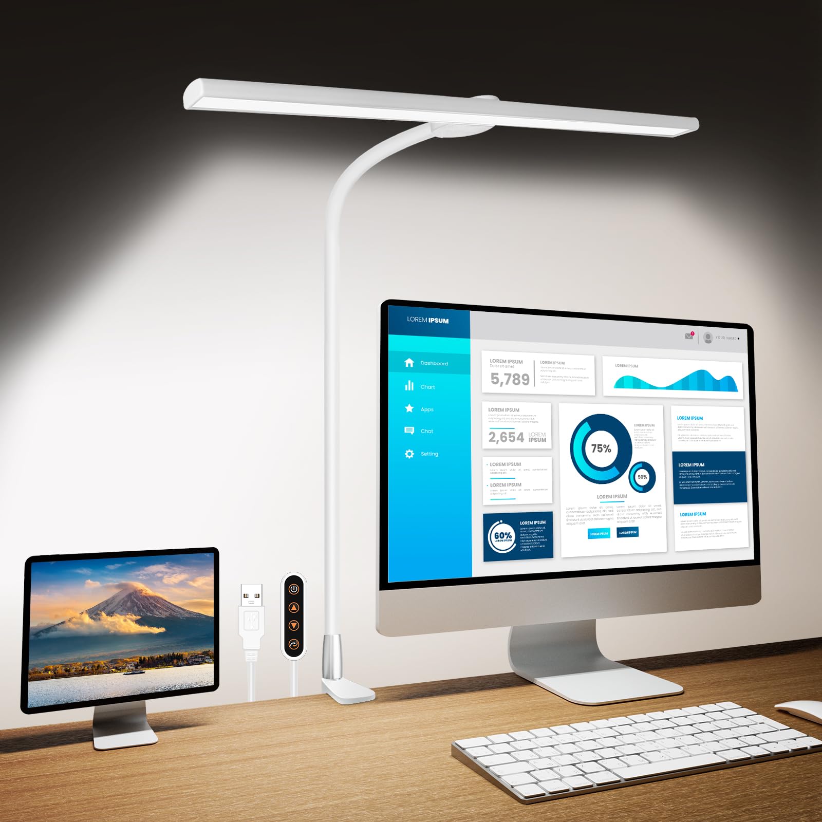 LED Desk Lamp with Clamp - 18W Eye-Caring Gooseneck Light, 30 Adjustable Lighting Modes for Home Office, Study & Workbench | Perfect for Reading, Working & Crafting