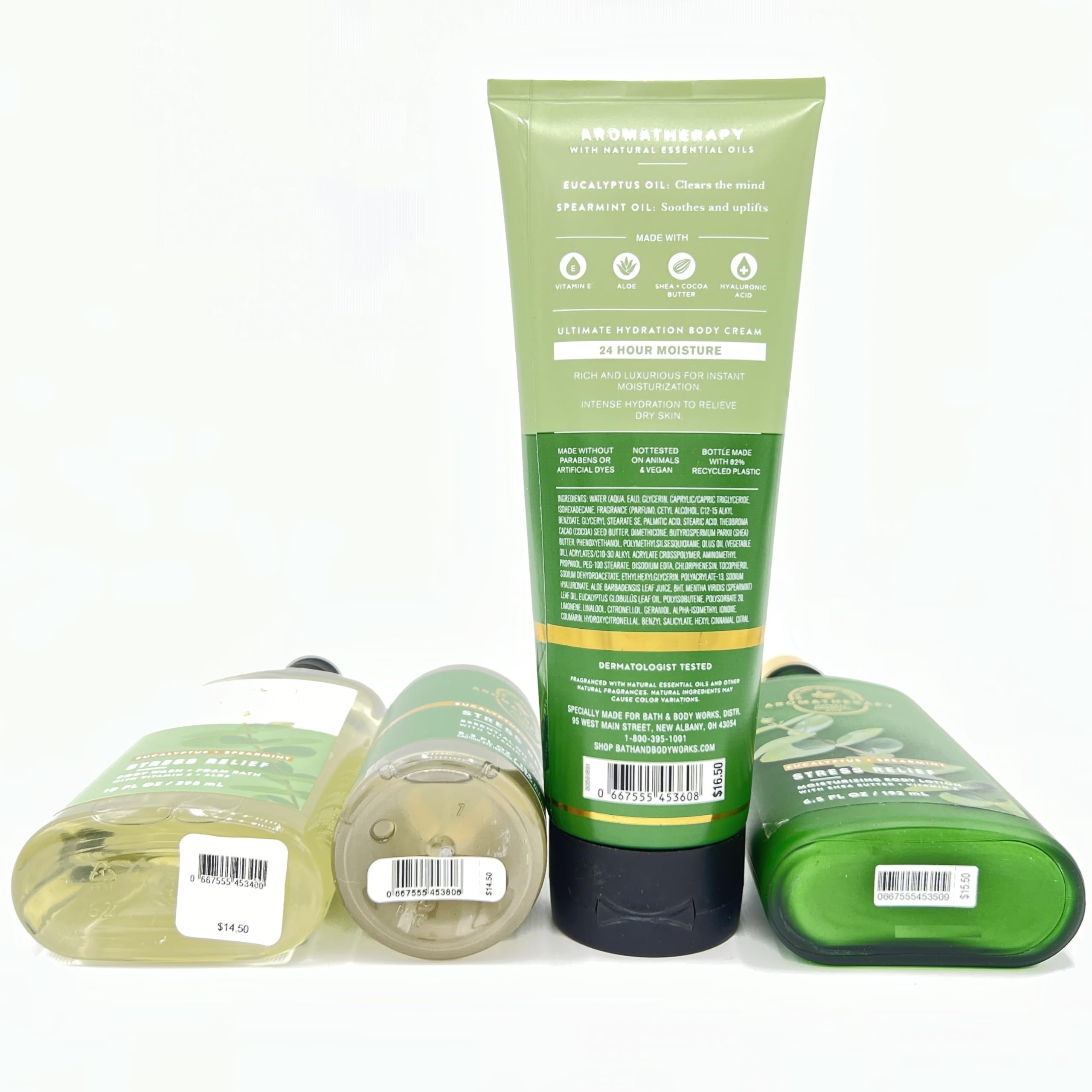 Eucalyptus & Spearmint Aromatherapy Gift Set - 4-Piece Bath & Body Bundle with Body Wash, Essential Oil Mist, Hydrating Body Cream & Lotion | Relaxing Spa & Self-Care Essentials for Stress Relief