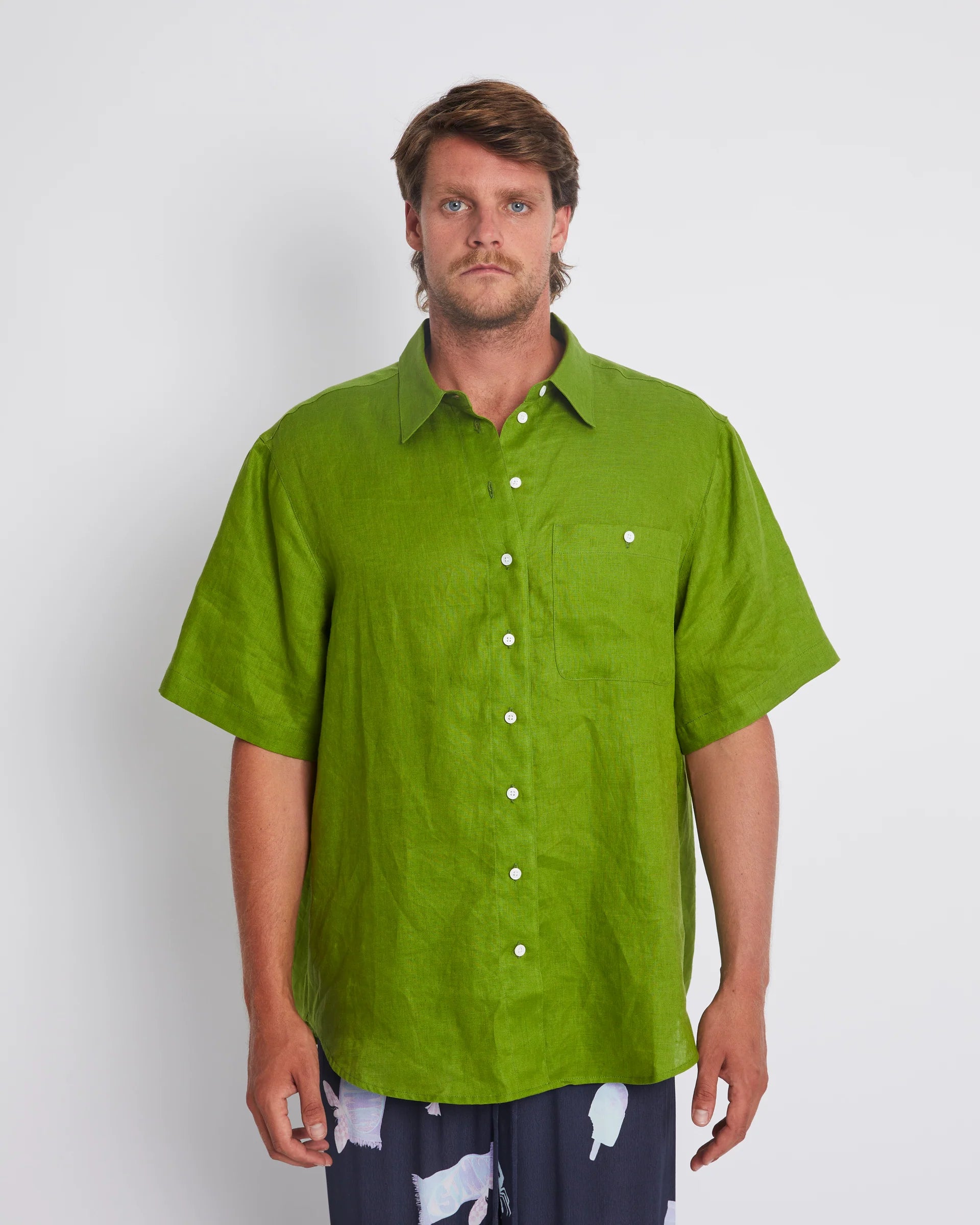 Big Olive Shirt for Men - Comfortable Oversized Casual Button-Up Shirt - Perfect for Relaxing at Home or Outdoor Adventures