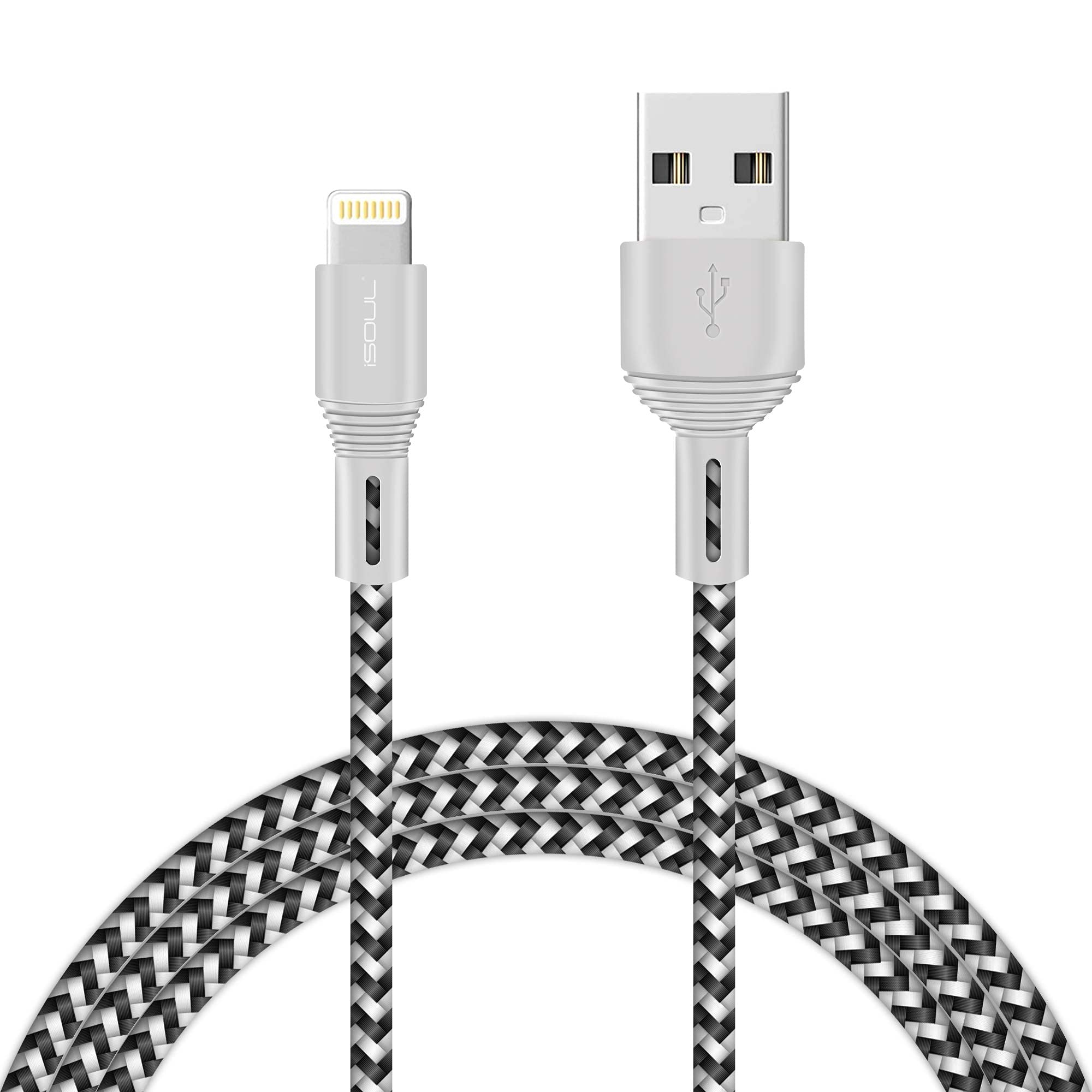 Premium 6.5ft Braided Lightning Cable - Fast Charging USB Cable for iPhone 13/12/11/XR/XS/X/8/7/6/SE & iPad | Durable Nylon Cord for Home, Office & Travel Charging