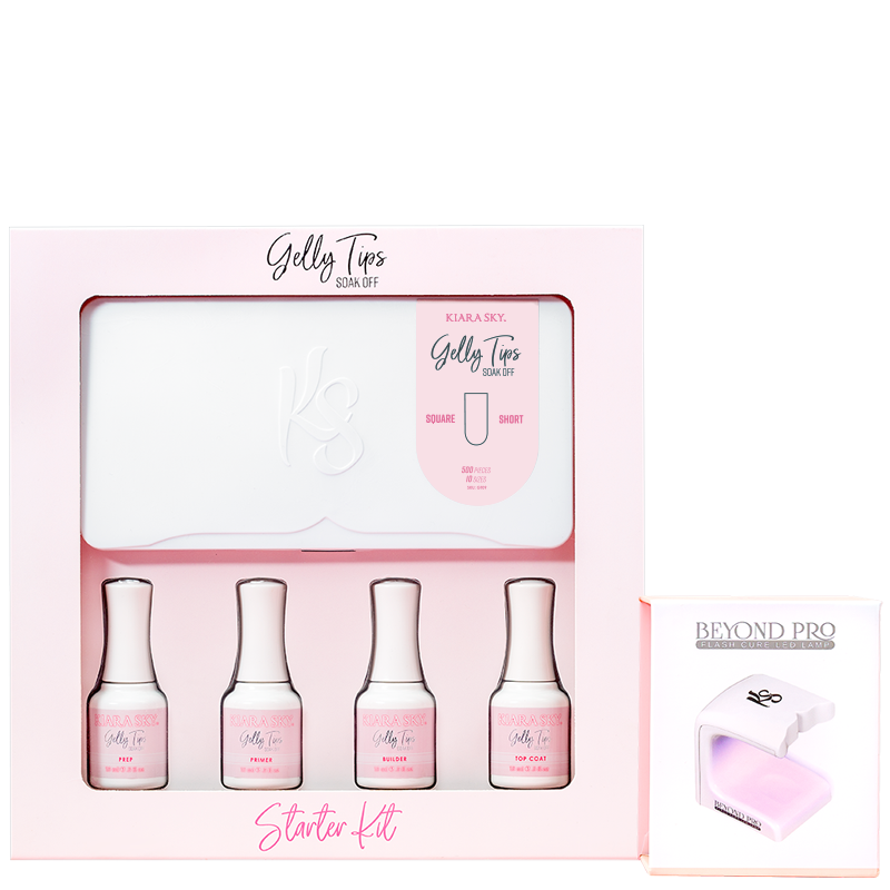 Gelly Tips Starter Kit - Square Short Press-On Nails for Easy DIY Manicure | Perfect for Home, Salon, Parties & Special Occasions