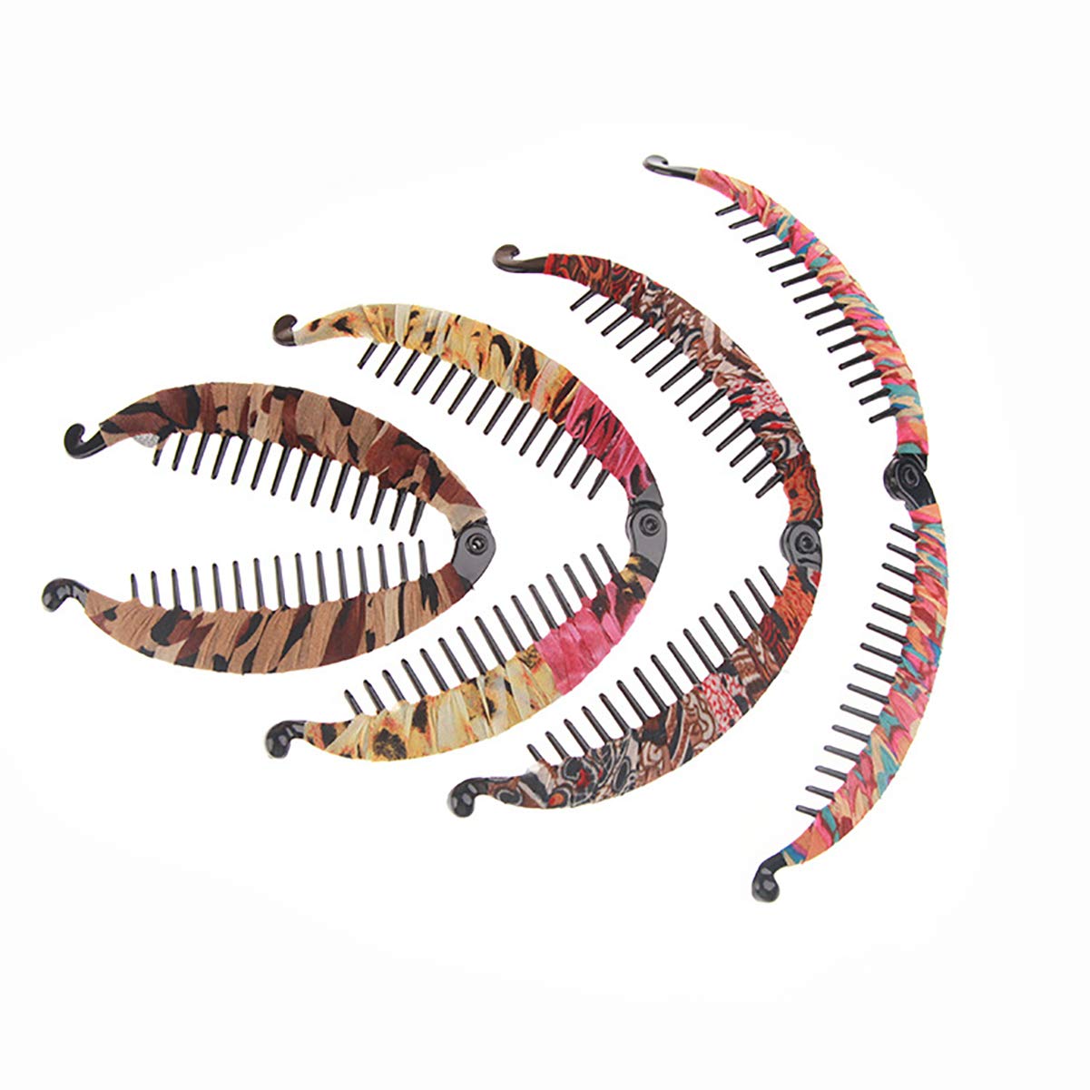 4 PCS Bohemian Style Fish-Shaped Hair Clips - Plastic Hair Grips with Wrapped Cloth for Women & Girls - Perfect for Beach, Parties, and Everyday Hair Styling
