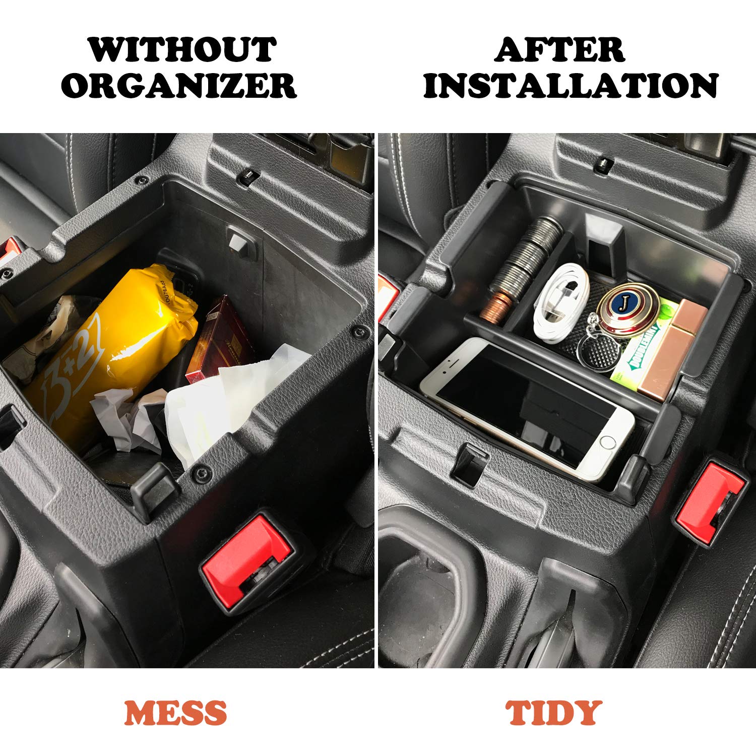 Premium Center Console Organizer Tray for Jeep Wrangler JL/JLU (2018-2025) & Gladiator JT (2020-2025) - Custom Fit Storage Insert Accessory | Perfect for Road Trips, Off-Roading & Daily Commute