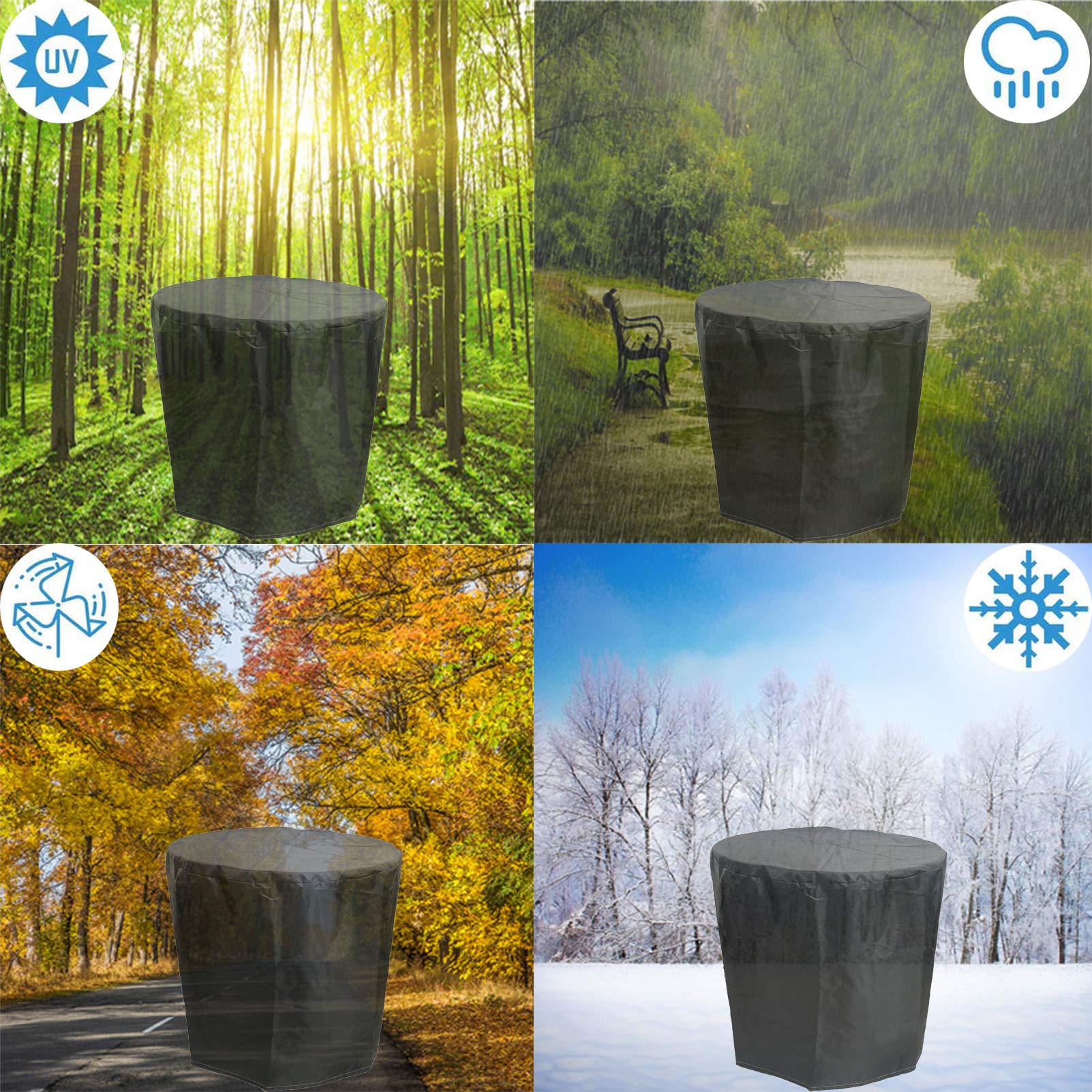 Heavy Duty 90x38 Inch Round Waterproof Garden Table Cover - 420D Oxford Fabric, UV Resistant Patio Furniture Protection for Outdoor Use - Perfect for Picnics, BBQs, and Backyard Gatherings
