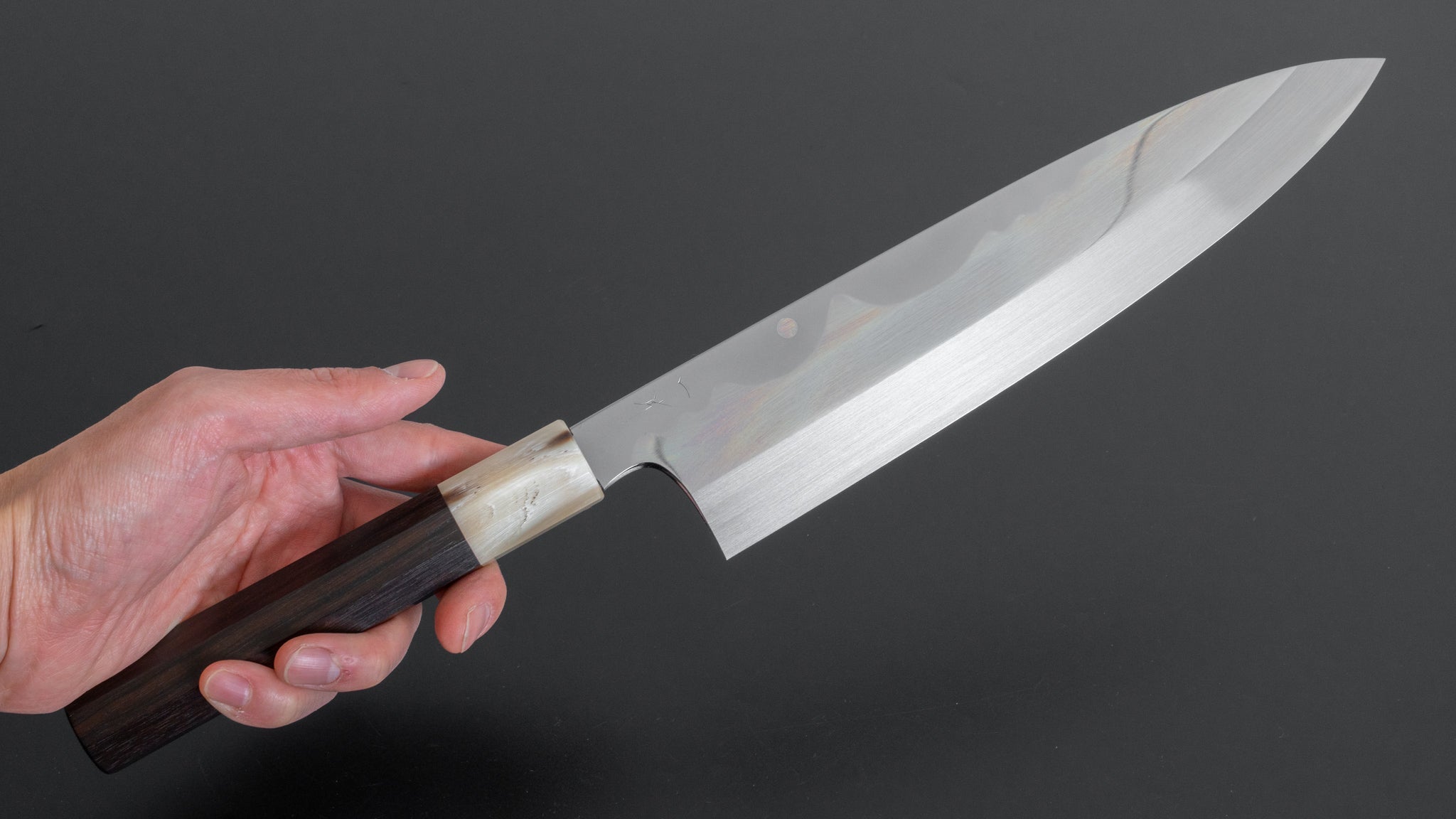 Hitohira Togashi Kyuzo White #1 Fuji Hakumon Mizu Honyaki Gyuto 240mm Japanese Chef Knife with Taihei Makassar Ebony Handle (#036/Saya) - Premium Kitchen Knife for Sushi, Sashimi & Meat Cutting