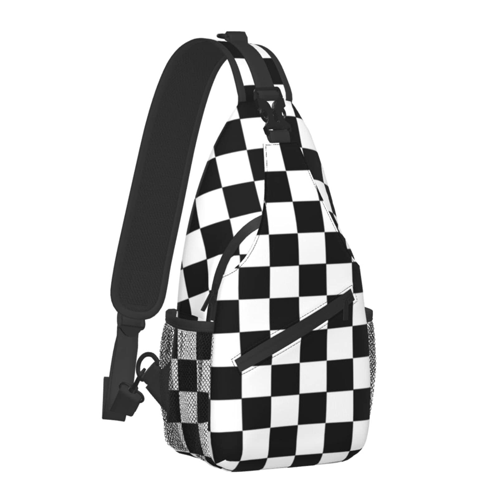 AMRANDOM Men's Lightweight Crossbody Sling Bag - Stylish Checkerboard Plaid Anti-Theft Shoulder Chest Pack for Travel, Gym & Daily Use | Perfect for Hiking, Commuting & Outdoor Activities