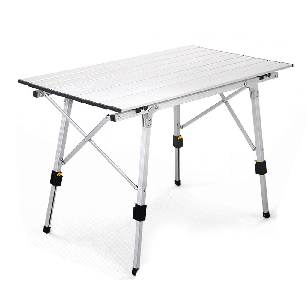 Portable Aluminum Folding Camping Table with Adjustable Height & Roll-Up Mesh Top - Lightweight Outdoor Picnic Table for Camping, Hiking, Beach & Backyard BBQs