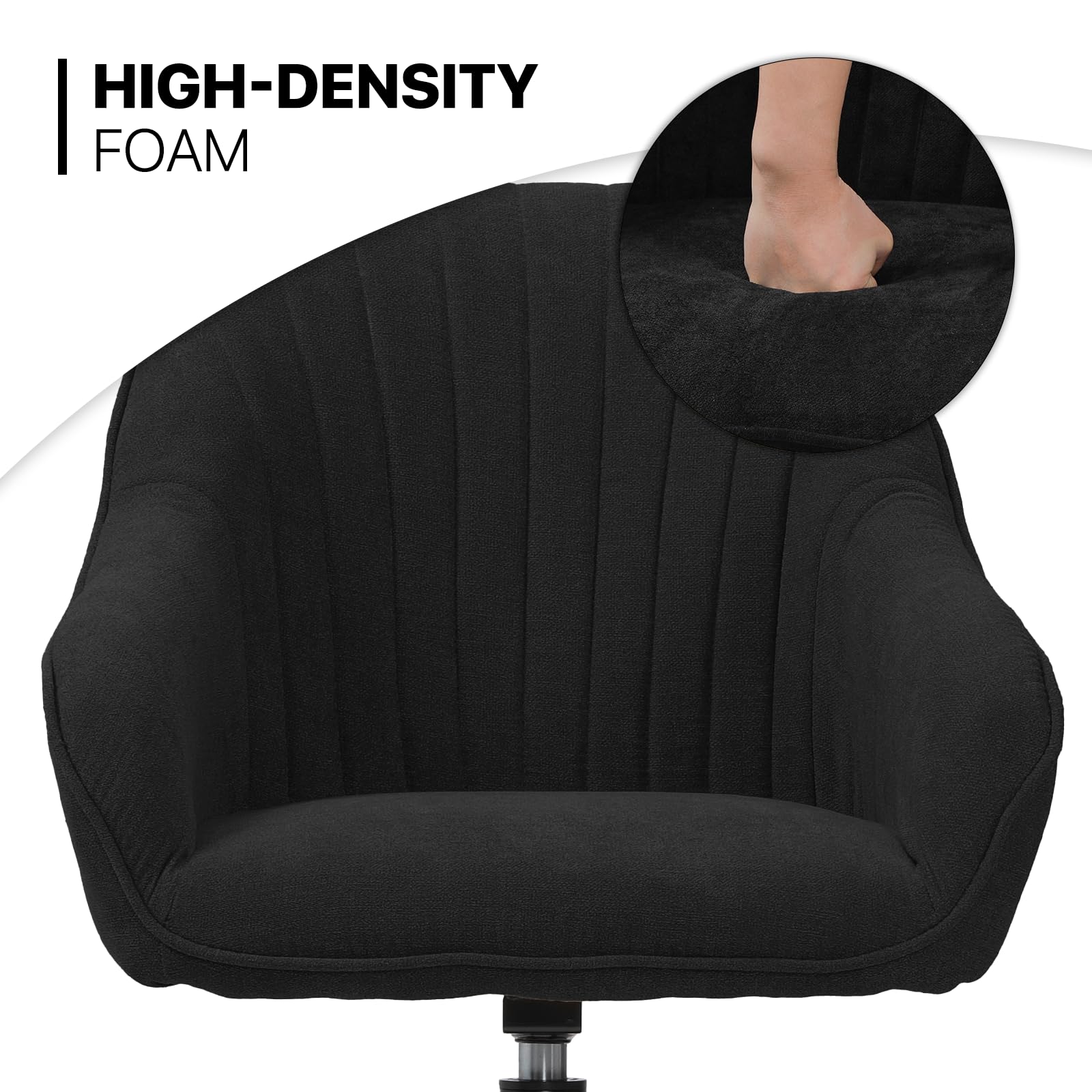 MoNiBloom 360° Swivel Accent Chair - Modern Velvet Upholstered Armchair with Wooden Legs for Office, Living Room & Bedroom - Black | Perfect for Home Office, Reading Nook & Lounge Areas
