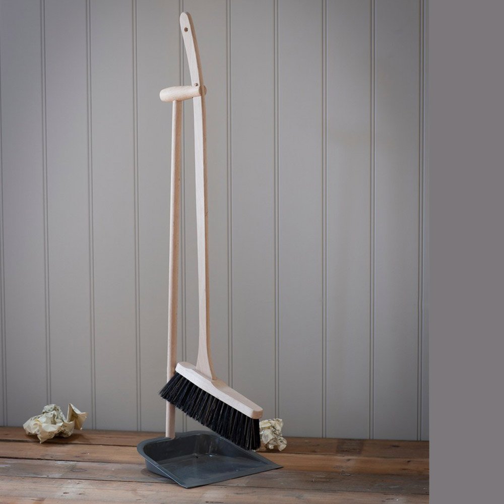 Long Handle Dustpan and Broom Set for Home Cleaning - Heavy Duty Dust Pan with Bristle Brush for Hardwood Floors, Tile & Pet Hair - Ideal for Kitchen, Garage & Outdoor Use