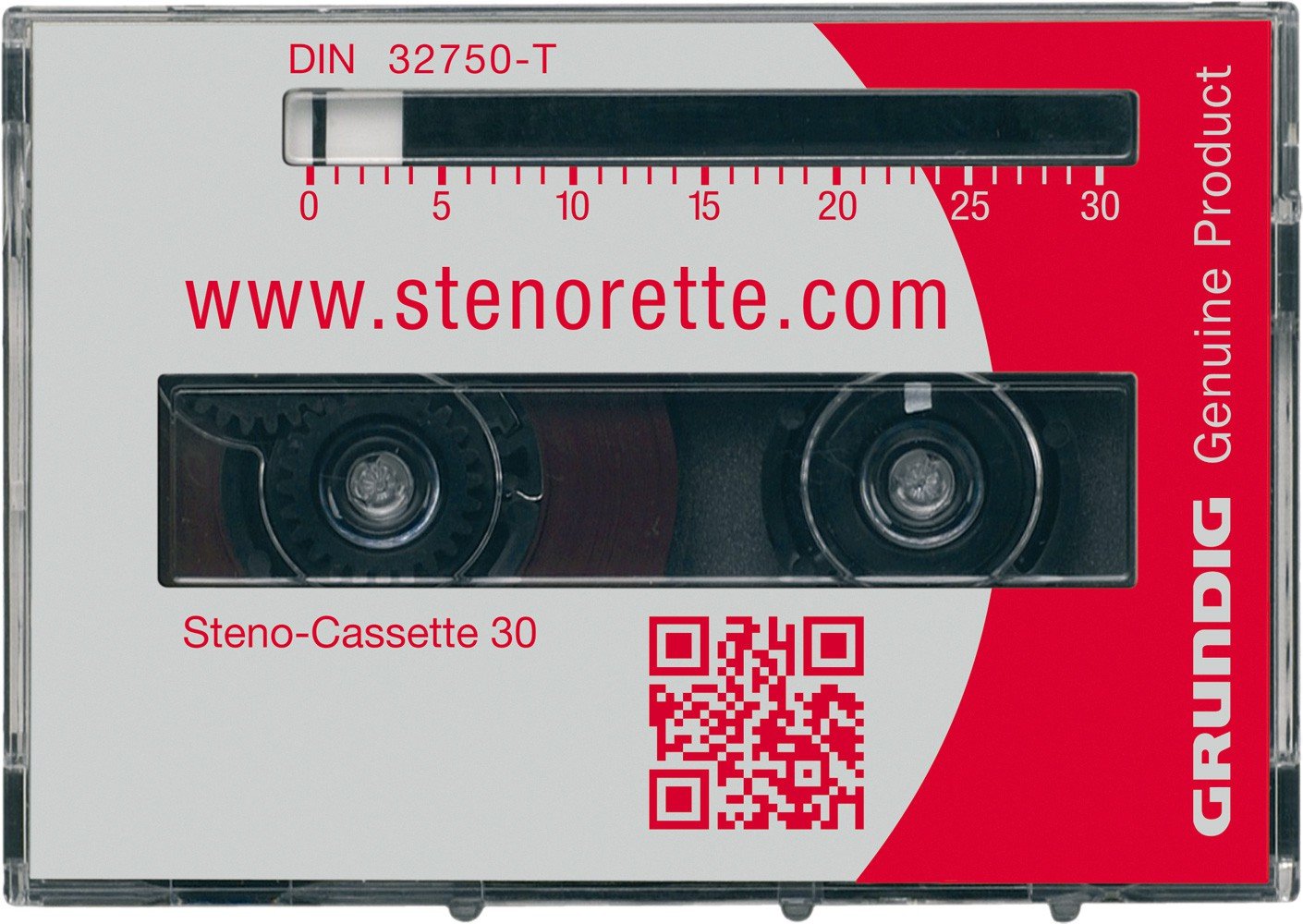 Grundig Steno Cassette 30 Minute StenoTape Professional - 5 Pack with Integrated Minute Scale | Ideal for Dictation, Interviews & Legal Recording