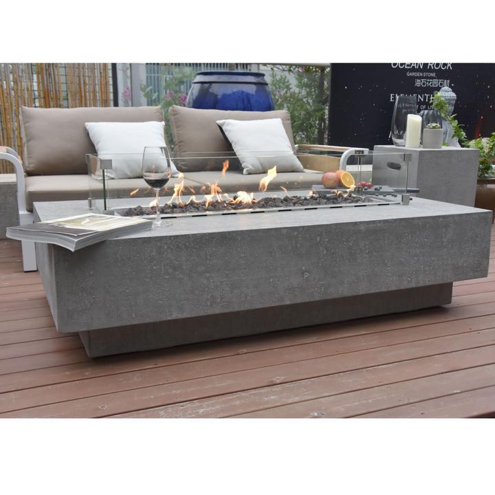 Elementi Hampton Cast Concrete Outdoor Dining Table - OFG139 - Durable Weatherproof Patio Furniture for Garden, Backyard, and Poolside Entertaining