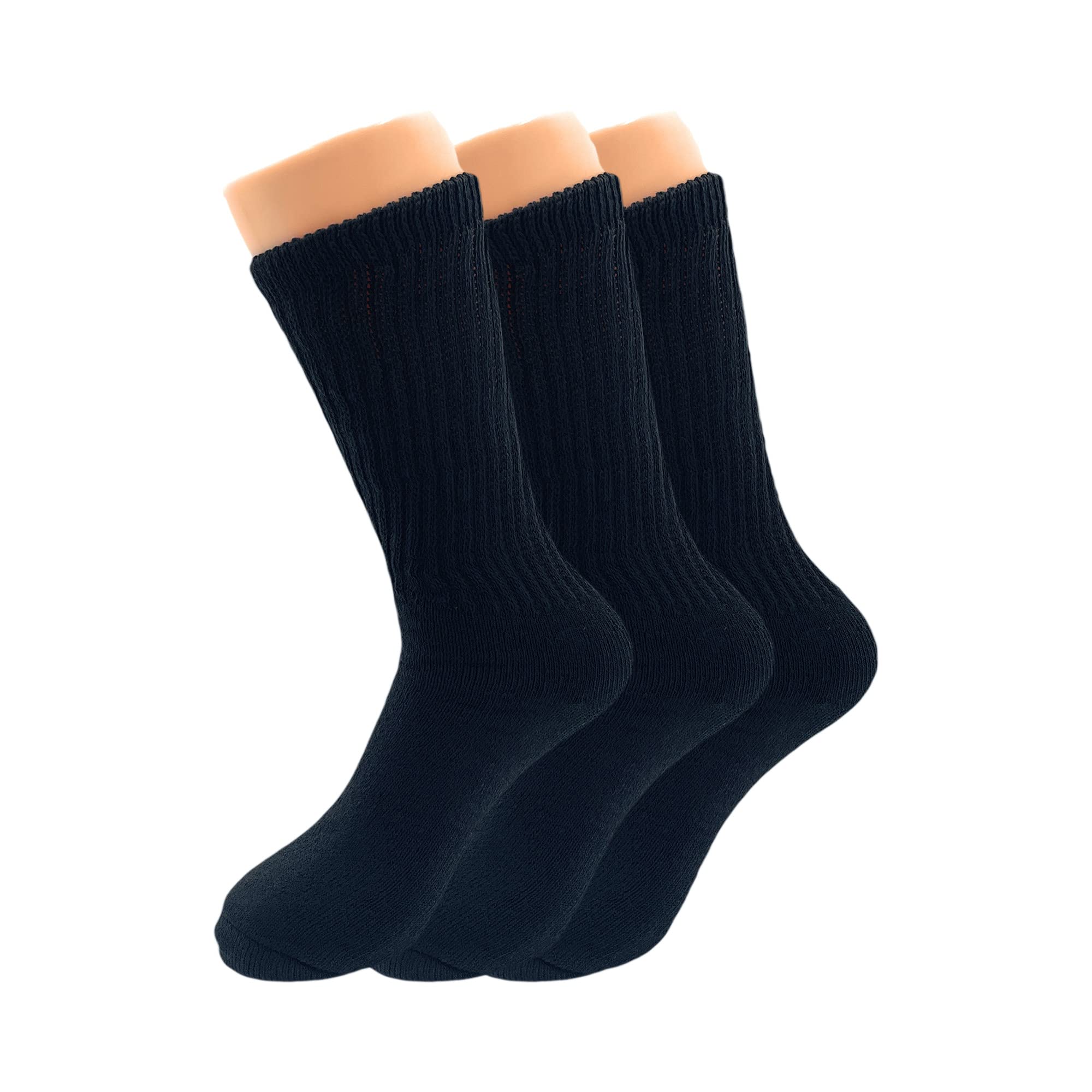 Premium American-Made Women's Cotton Mid-Calf Crew Socks - 3 Pack Cushioned Comfort for Work, Hiking & Everyday Wear