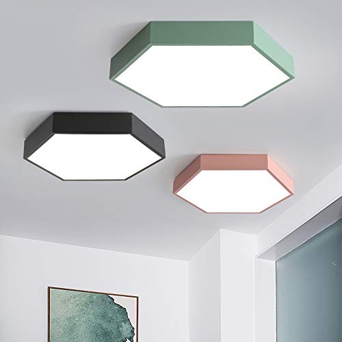 Nordic Hexagonal LED Ceiling Light - Ultra Thin Modern Ceiling Lamp for Office, Kindergarten, Living Room & Bedroom - Pink 60cm Indoor Lighting - Energy Efficient & Stylish Design