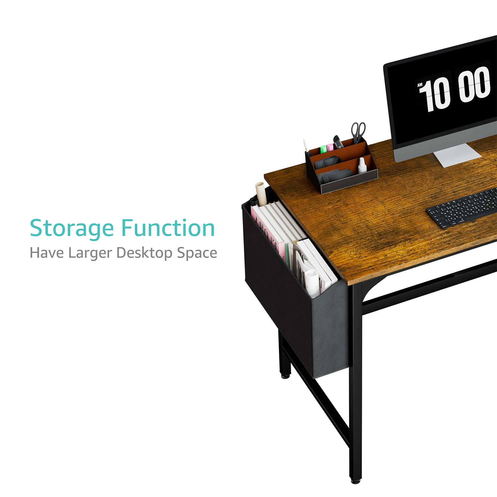 Lufeiya 40 Inch Reversible Computer Desk with Drawers - Rustic Brown Small Writing Desk for Home Office, Bedroom Study, Compact PC Workstation with Storage Shelves | Perfect for Remote Work, Online Classes & Small Space Solutions