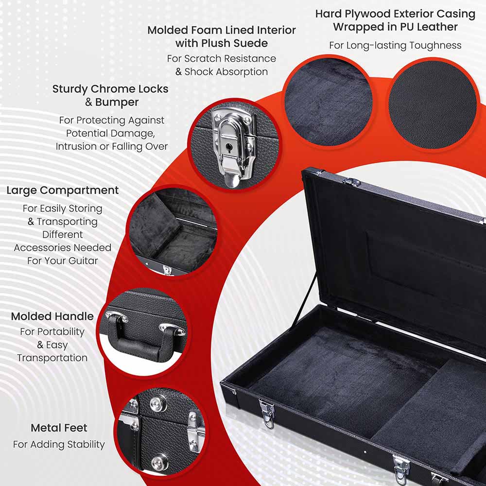 TheLAShop 48x15 Universal Electric Bass Guitar Hardshell Case with Lock - Durable Protection for Travel, Gig & Storage | Fits Most Bass Guitar Models