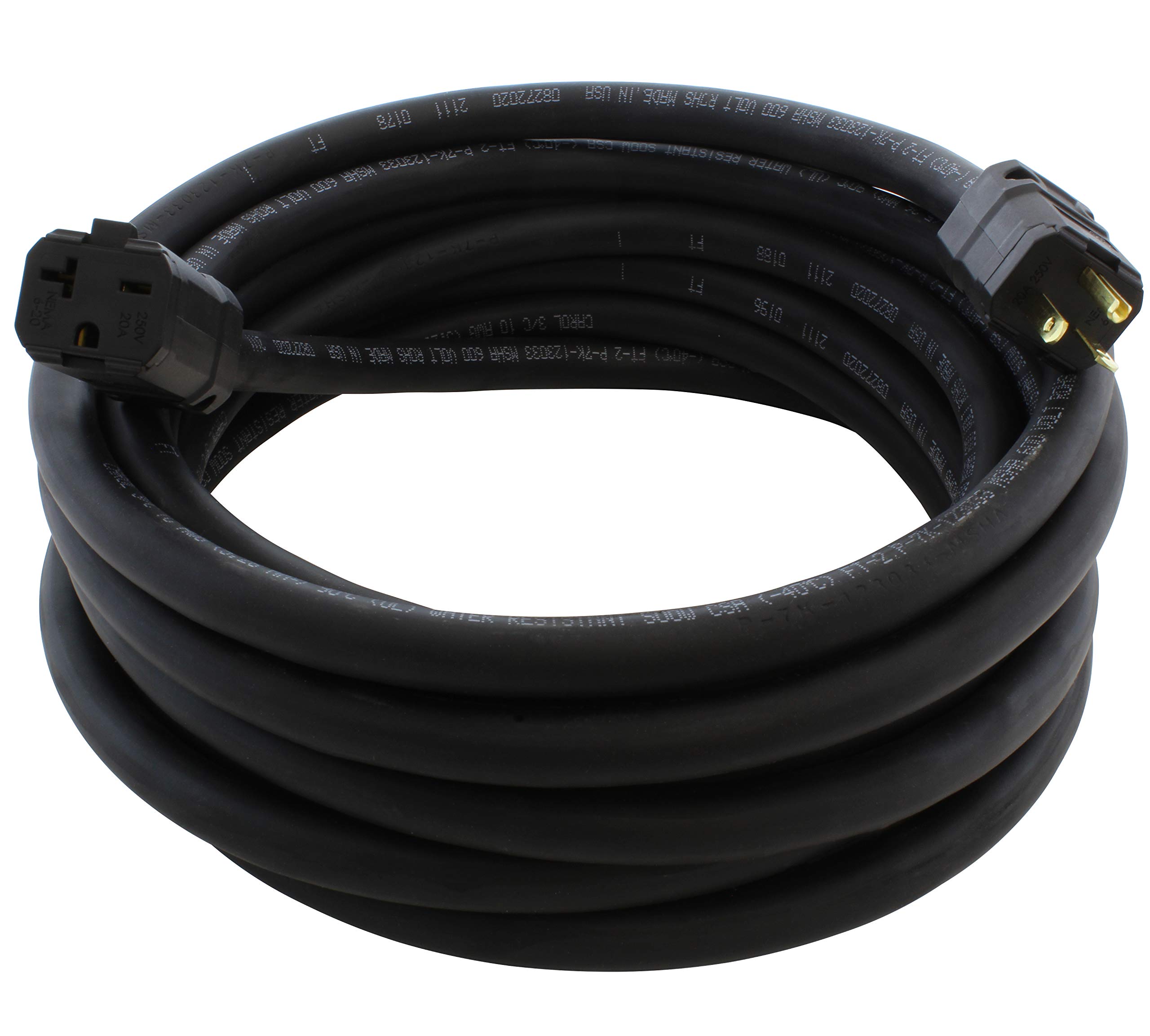 AC WORKS Super Duty 25FT 10AWG Heavy Duty Extension Cord - NEMA 6-20 Industrial Grade Power Cable for HVAC, Welding Machines & Workshop Equipment | Weather Resistant & Durable Construction
