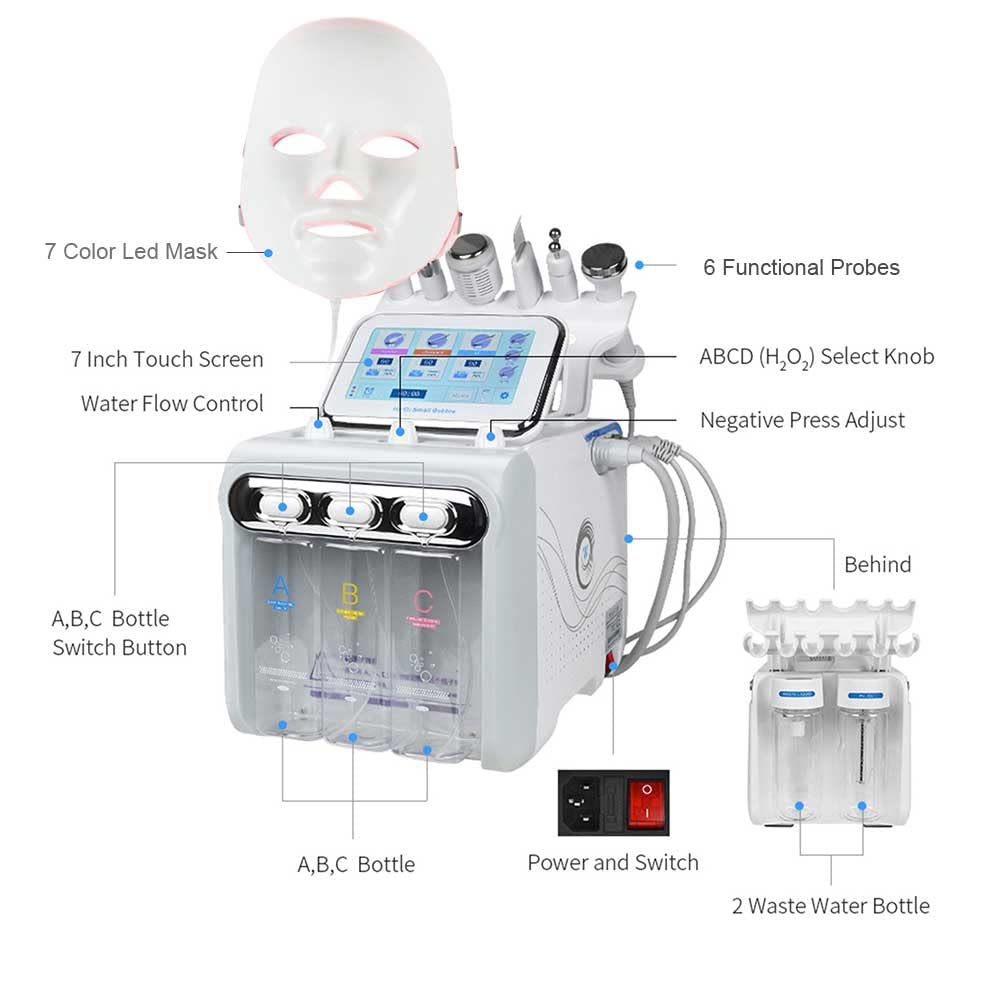 7-in-1 Hydrogen Oxygen Facial Beauty Machine - Professional Vacuum Face Cleaner & Skin Rejuvenation Massager with Facial Sprayer for Spa & Beauty Salon | At-Home Skincare & Professional Facial Treatments