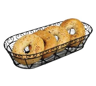 Winco WBKG-15 Black Wire Oblong Bread & Fruit Basket - 15