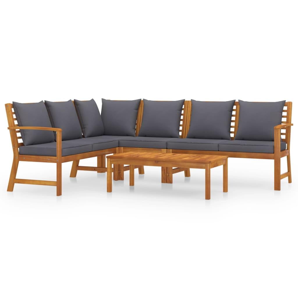 vidaXL Outdoor Lounge Set - Solid Acacia Wood Modern Patio Furniture with Cushions & Coffee Table | Weather-Resistant & Durable | Perfect for Backyard, Garden, Poolside or Terrace Relaxation