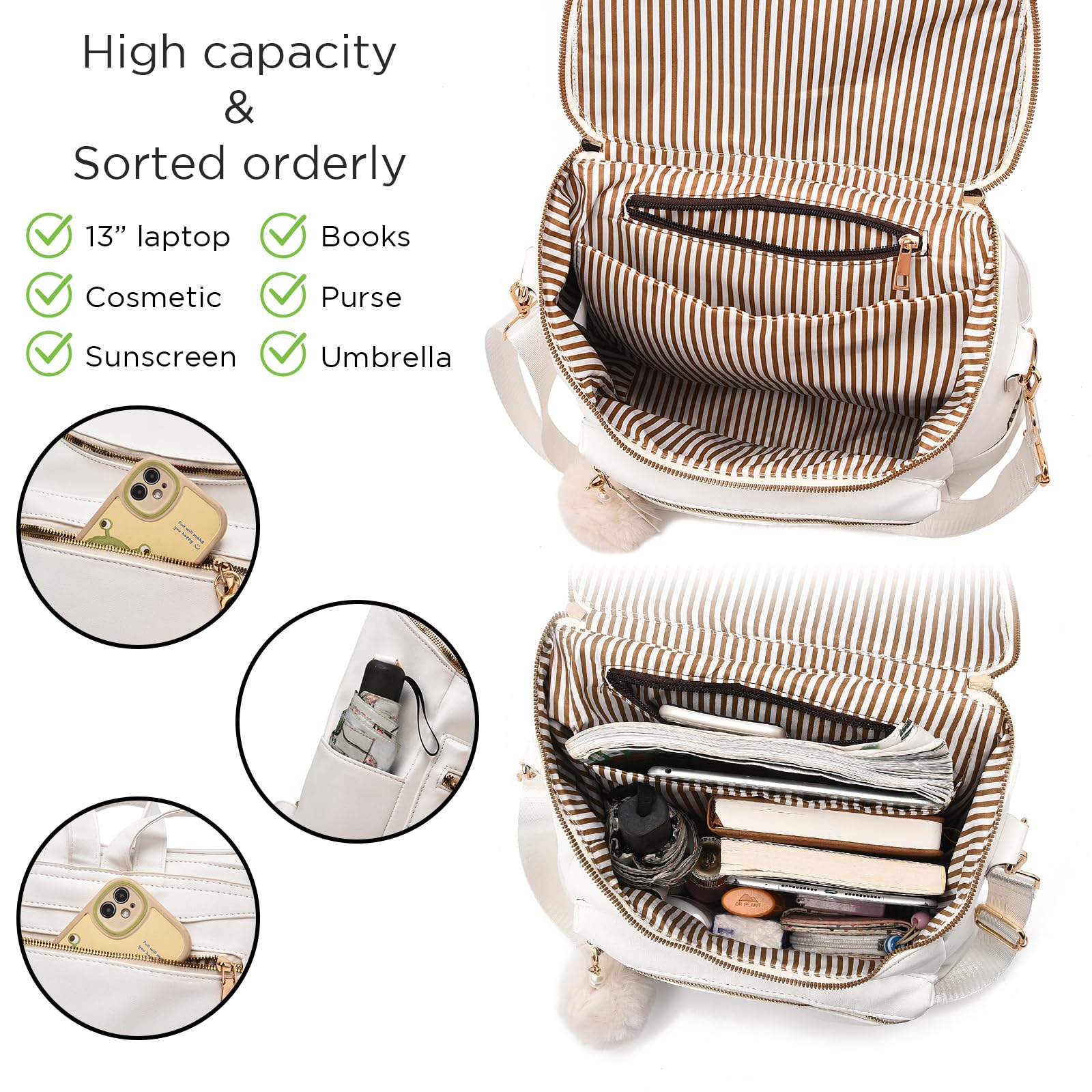 Stylish Leather Women Backpack Purse - Large Travel Bag for College & Work